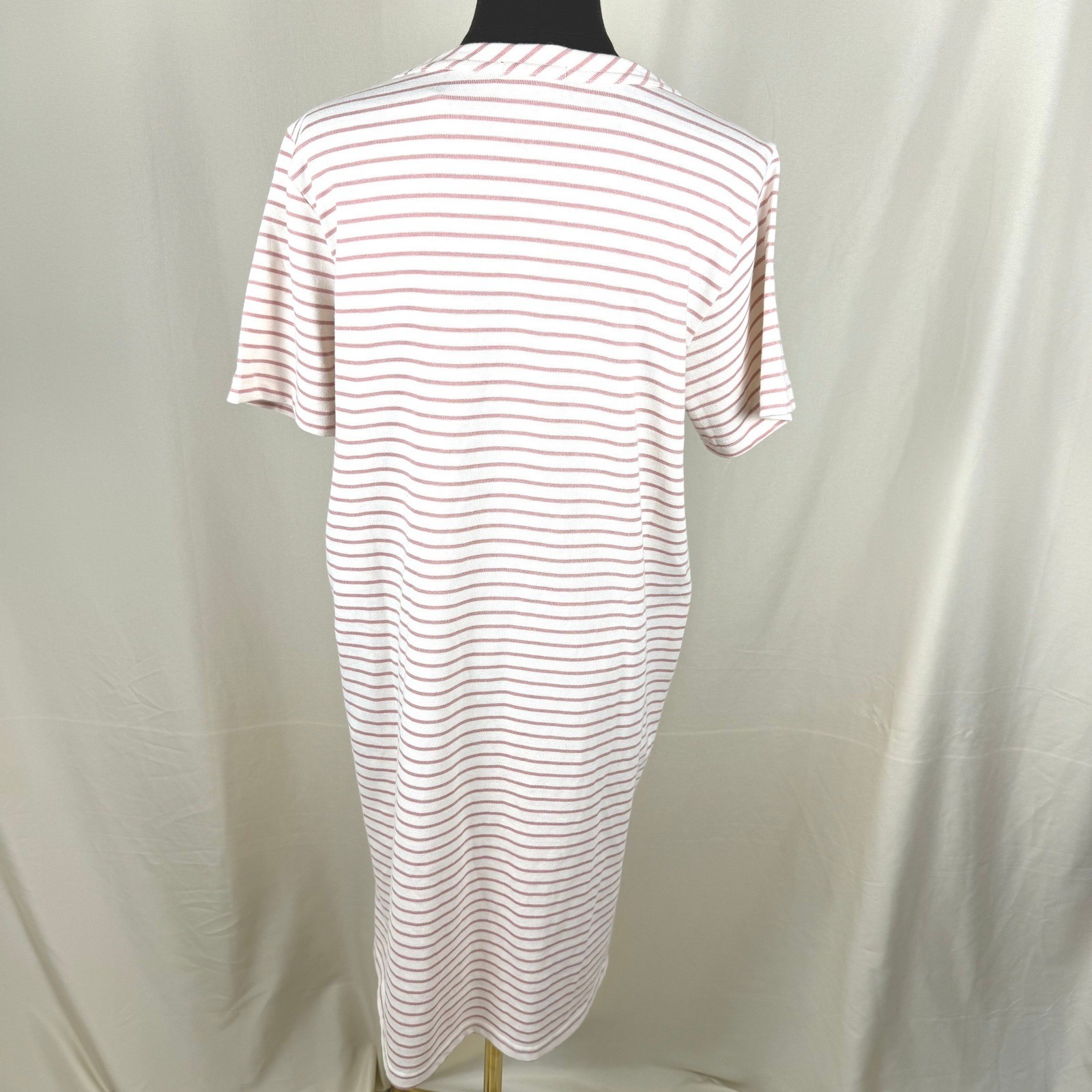 NWT Buffalo David Bitton Striped T-Shirt Everyday Dress Sz S Rose Cream Knit NWT