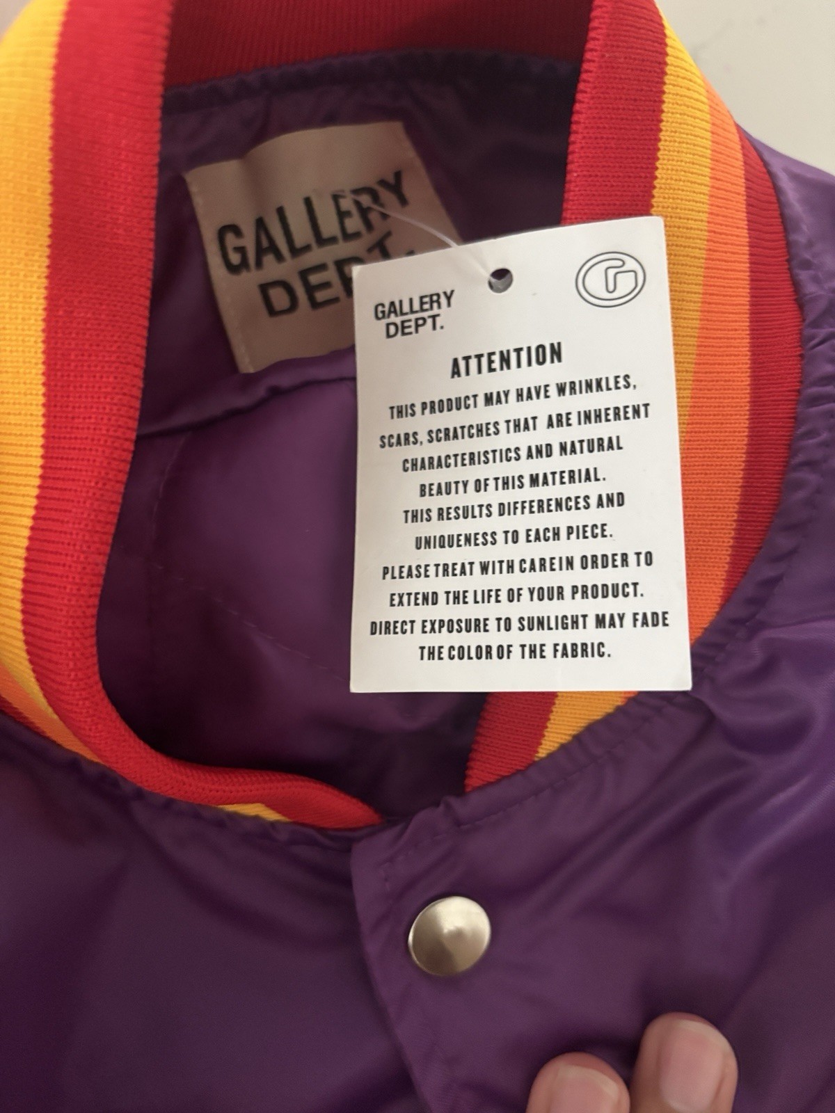 Gallery Dept. Men’s Purple Varsity Jacket Logo Patch Embroidered Graphic