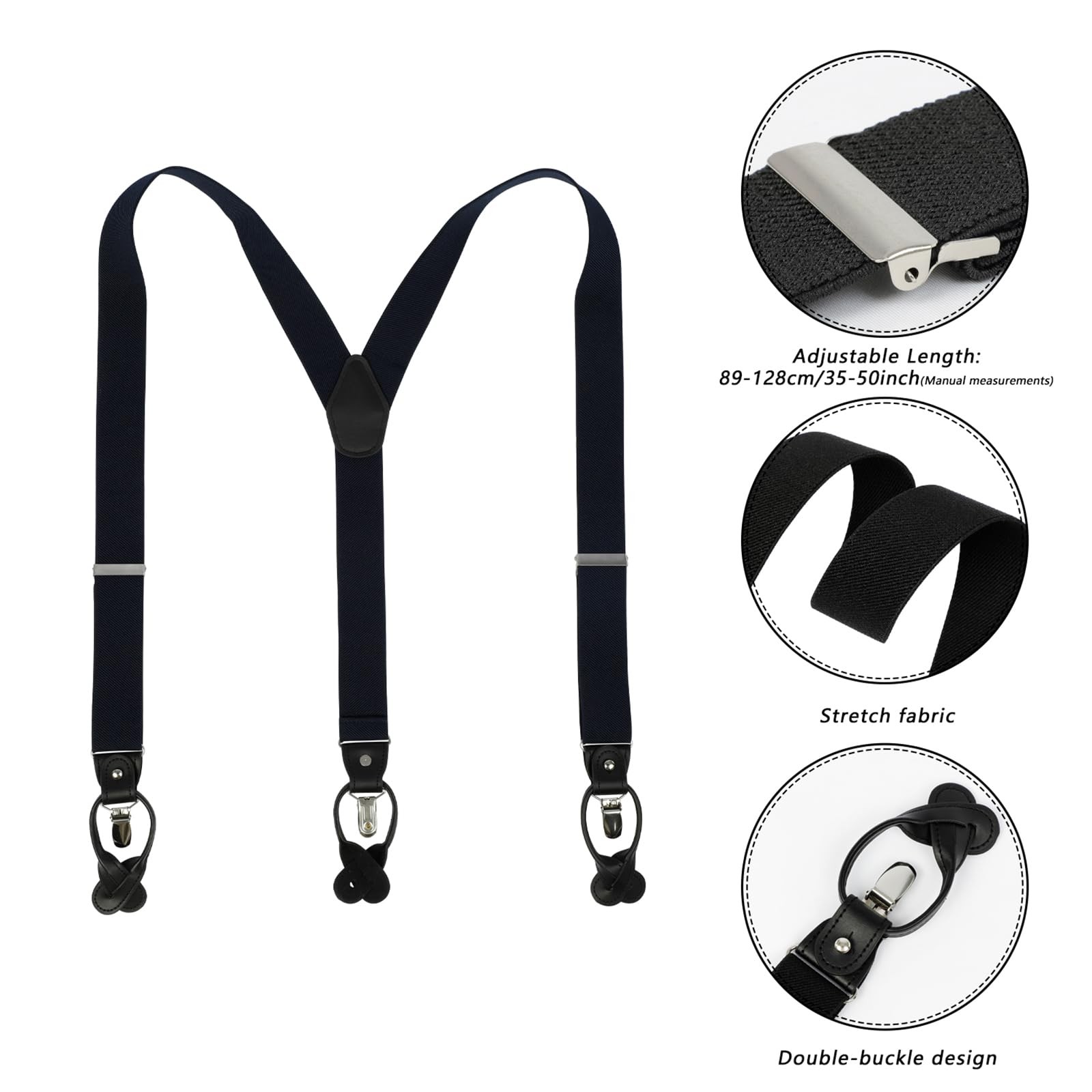 Men Suspenders Adjustable,1.4 Inch Wide Heavy Duty Y-Back Elastic Tuxedo Elas…