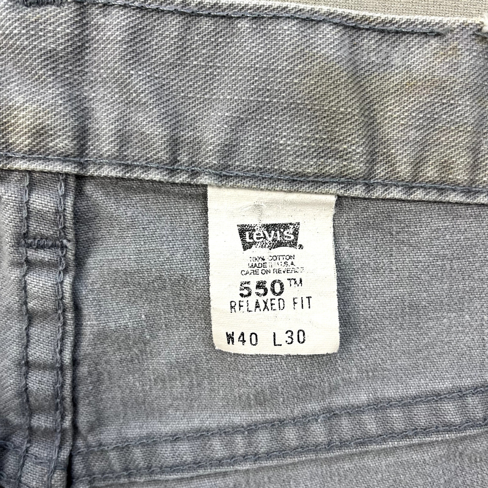 Vintage Levis 550 Jeans Mens 40×30 Gray Denim Relaxed Fit Light Charcoal Wash
