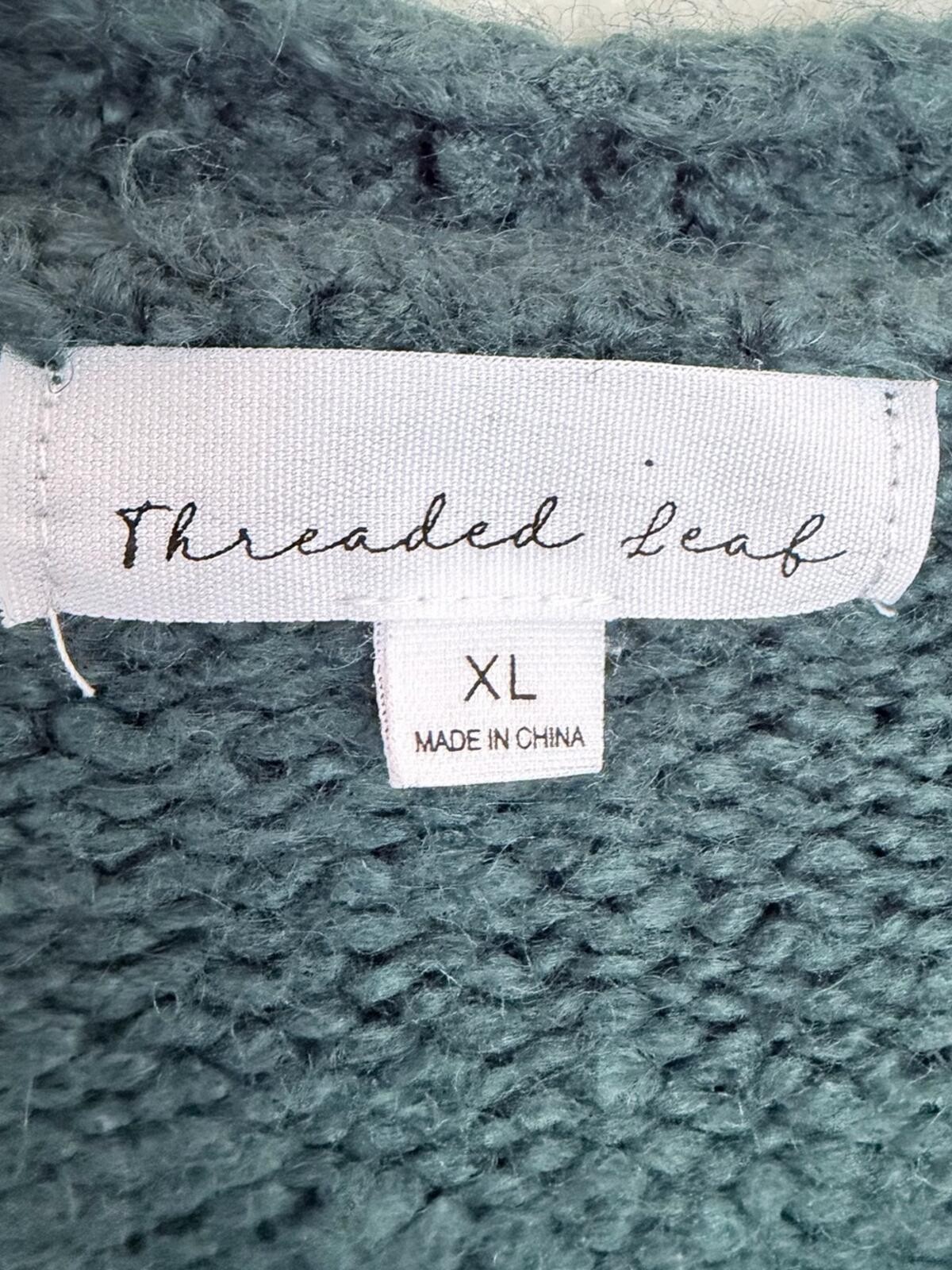 Threaded Leaf Daisy Cardigan Sweater Size XL