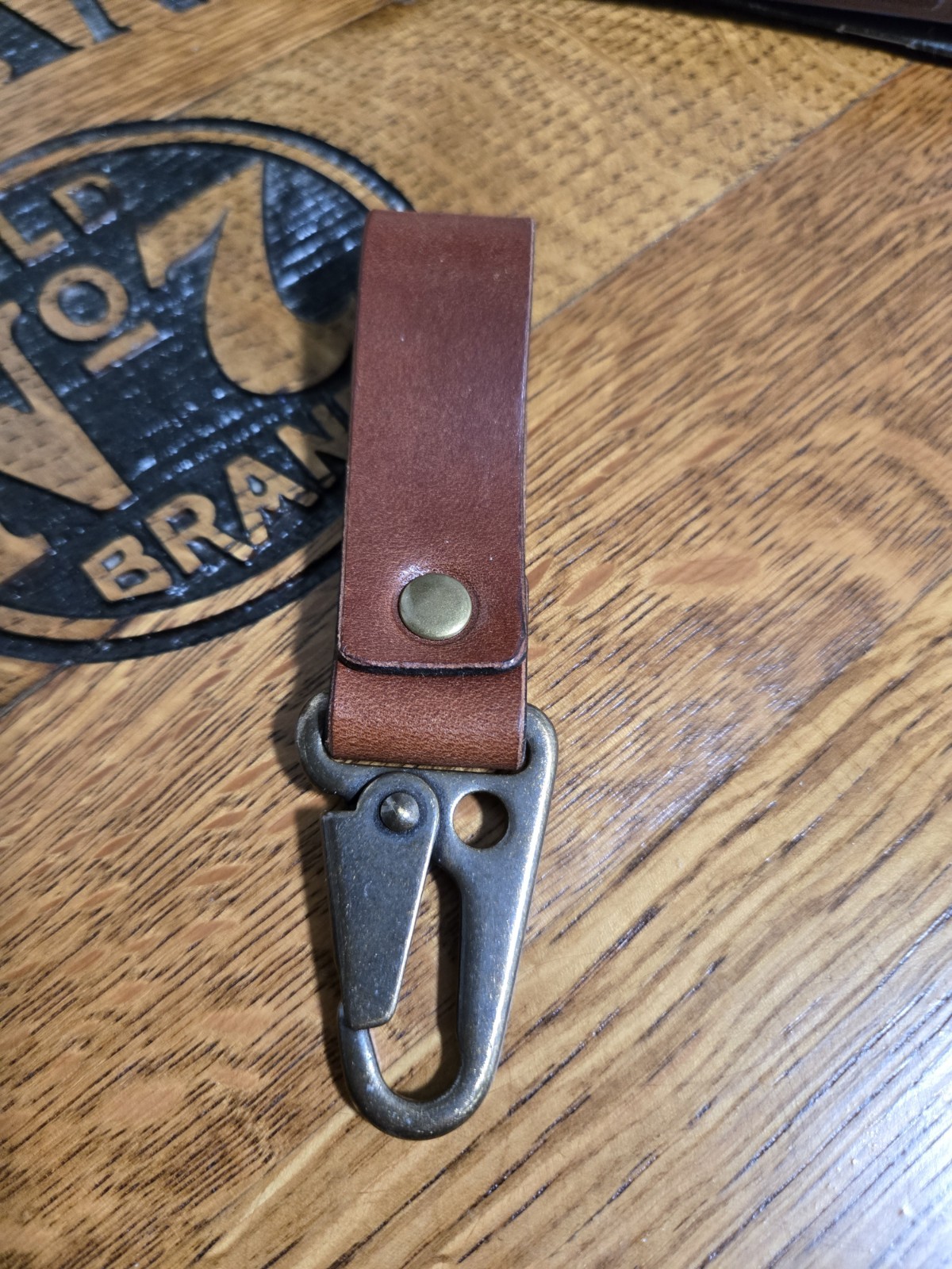 Conac Leather Belt Clip Keychain Antique Brass Carabiner EDC Key Holder