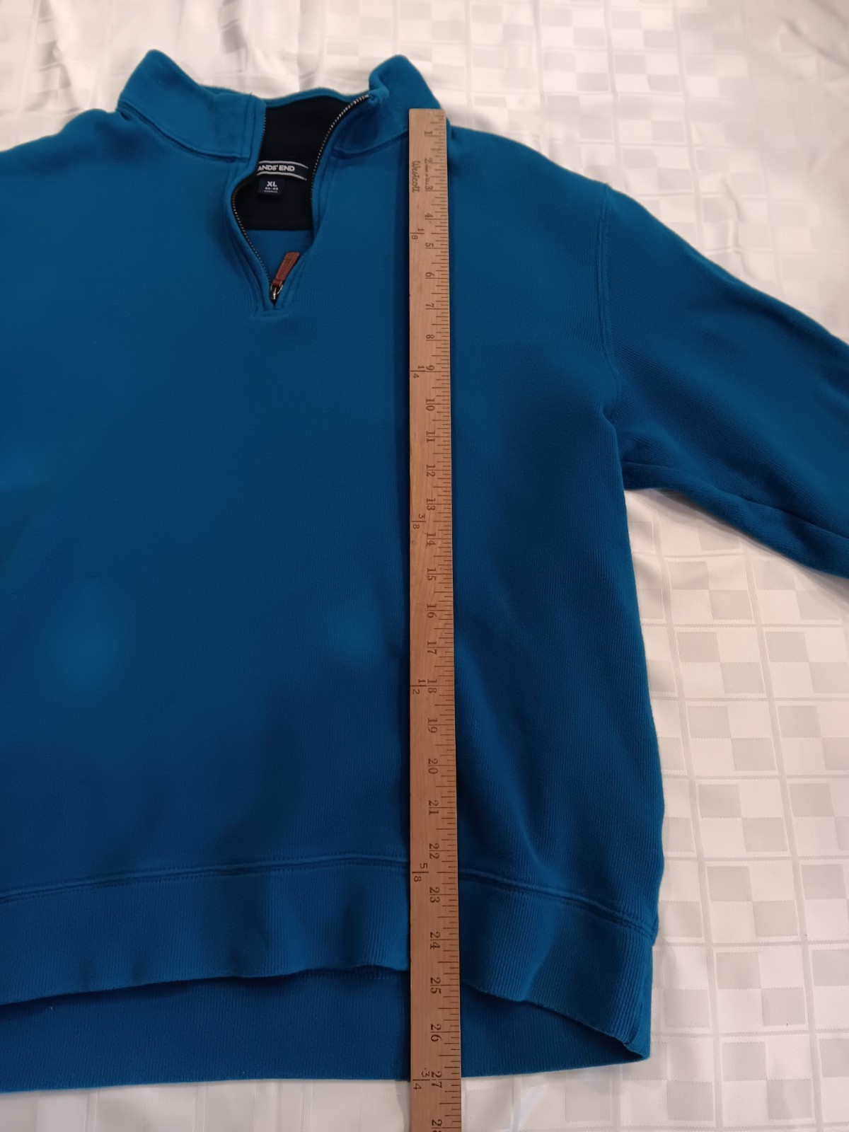 Men’s Lands’ End Blue XL 1/4 Zip Pullover Sweater 100% Baumwolle/Cotton