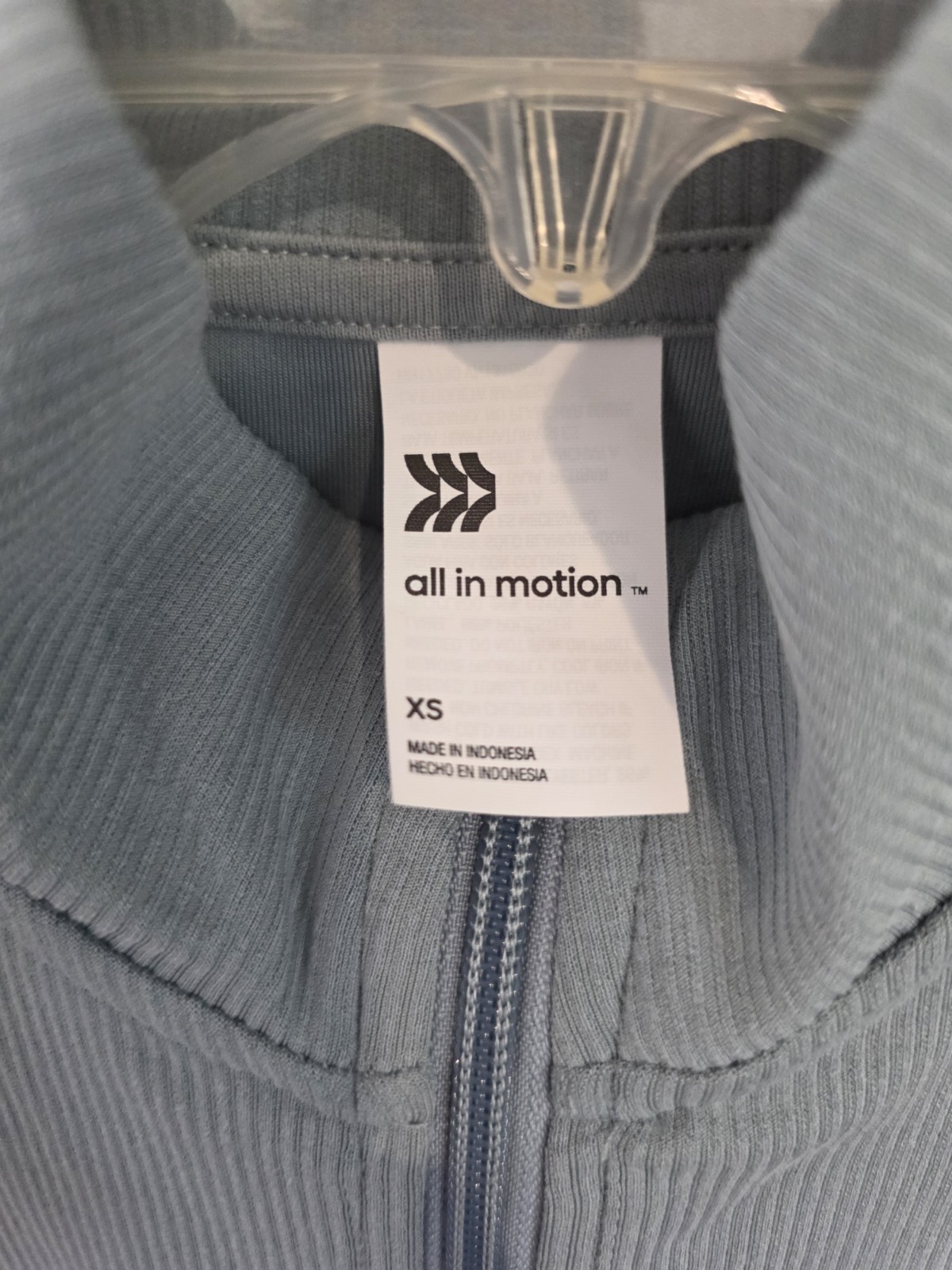 All in Motion Women’s smokey Blue 3/4 Zip up Mock Neck Pullover w/ Pockets XS