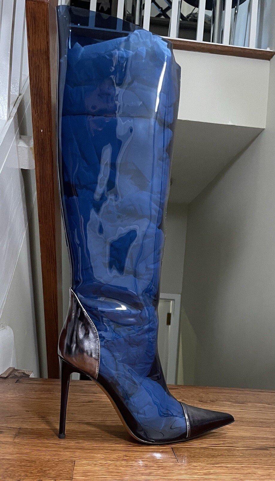 ALEXANDRE VAUTHIER ALEX METALLIC KNEE-HIGH BOOTS CINA BLUE WOMENS SIZE 40 New