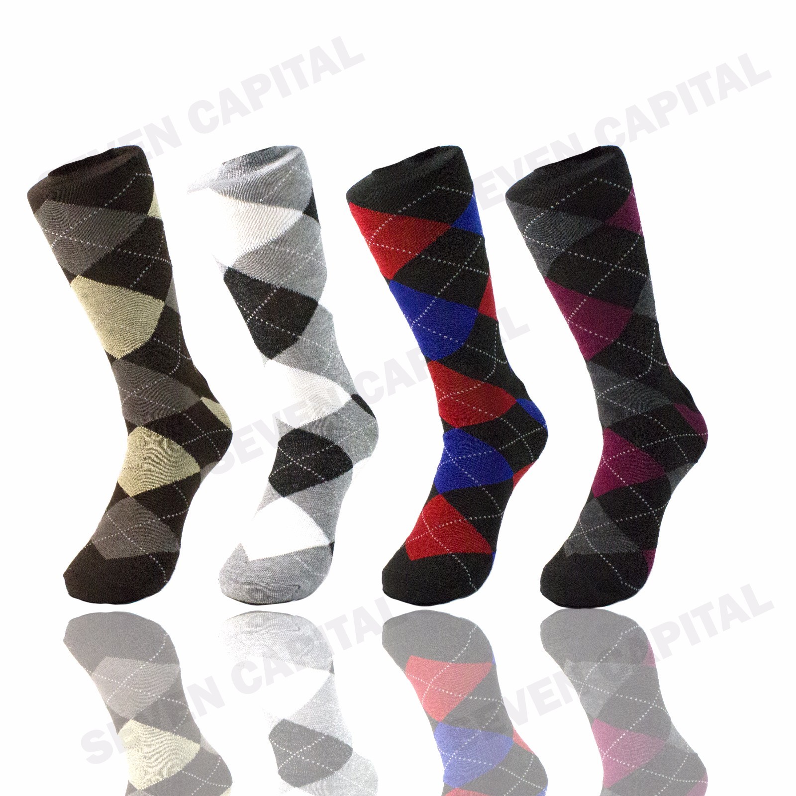3 6 9 12 Pairs Lords Cotton Men’s Multi Color Argyle Diamond Dress Socks 10-13