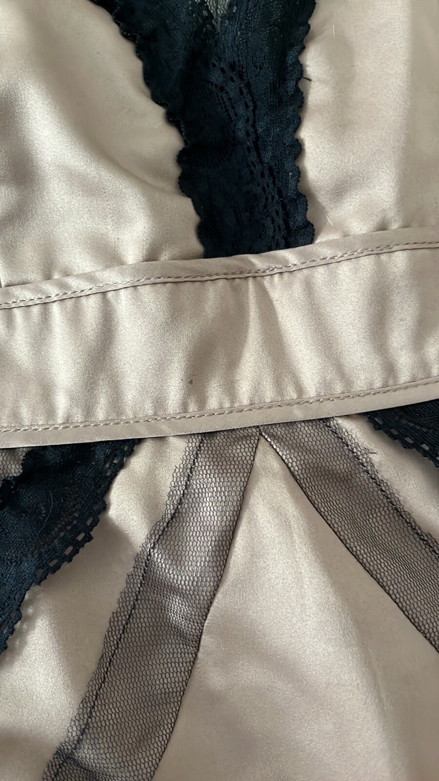 Vintage ASOS Champagne color satin, mesh and lace cocktail dress Y2K small VTG