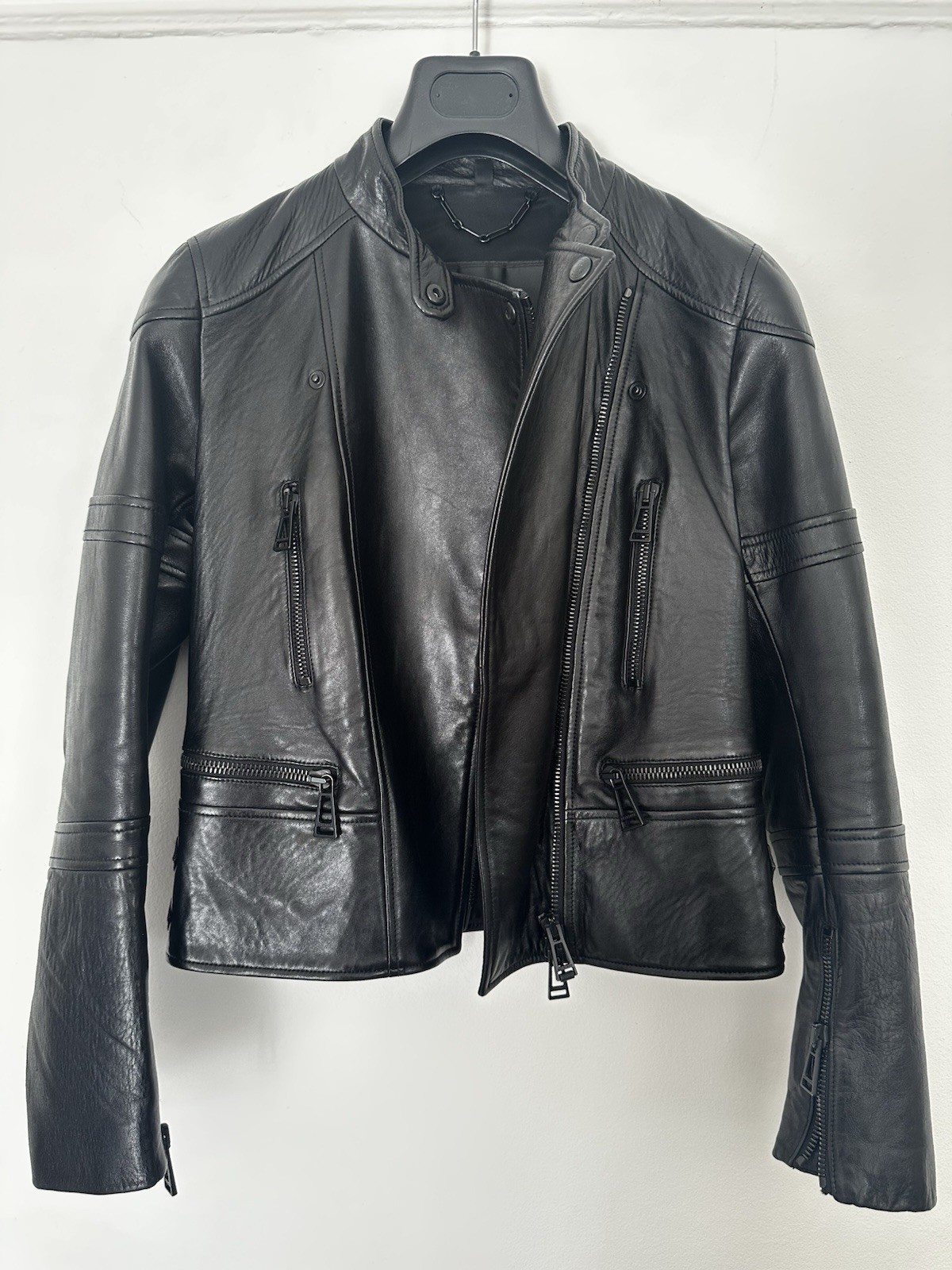 BELSTAFF BLACK LEATHER JACKET IT42 UK 10