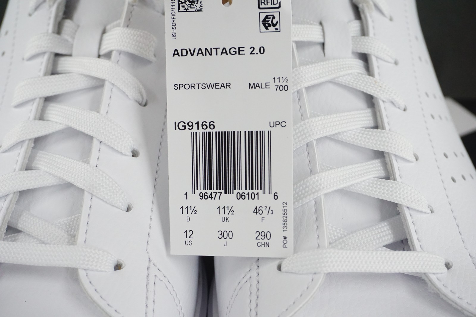 Adidas Advantage 2.0 Shoes Mens Size 12 White Green Cloudfoam Lace Up Comfort