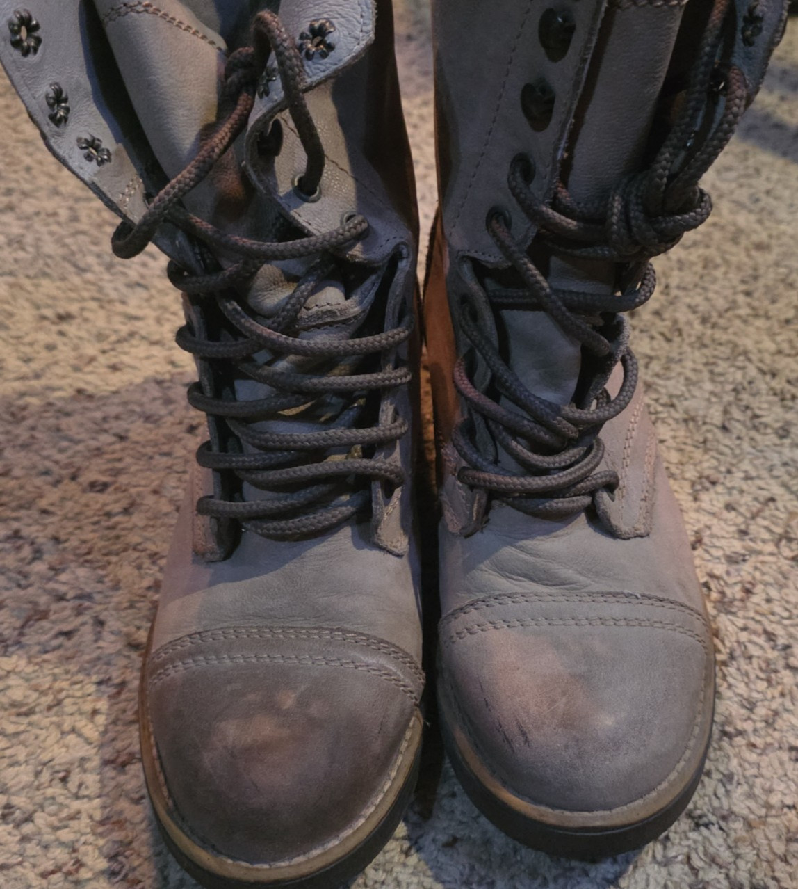 Steve Madden Troopa Combat Boots Womens 7.5M Blue Leather Cap Toe Zip Prairi