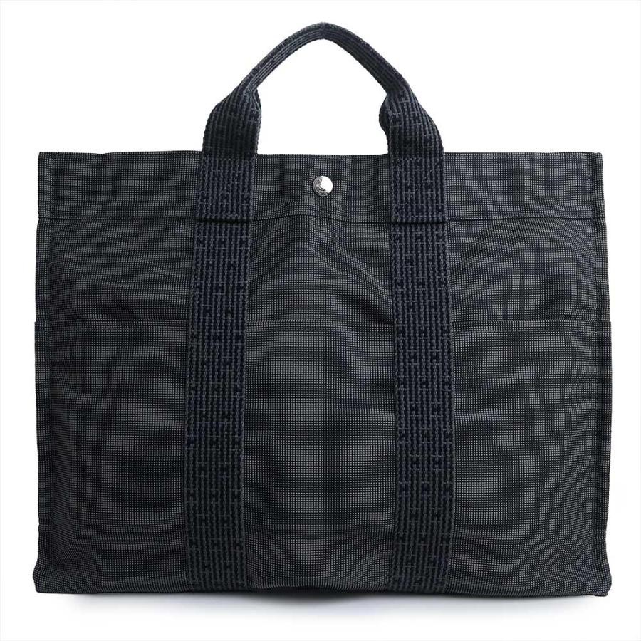 Hermes Herline MM Tote Bag Handbag Canvas Gray Width 16.5in Height 12.6in 99
