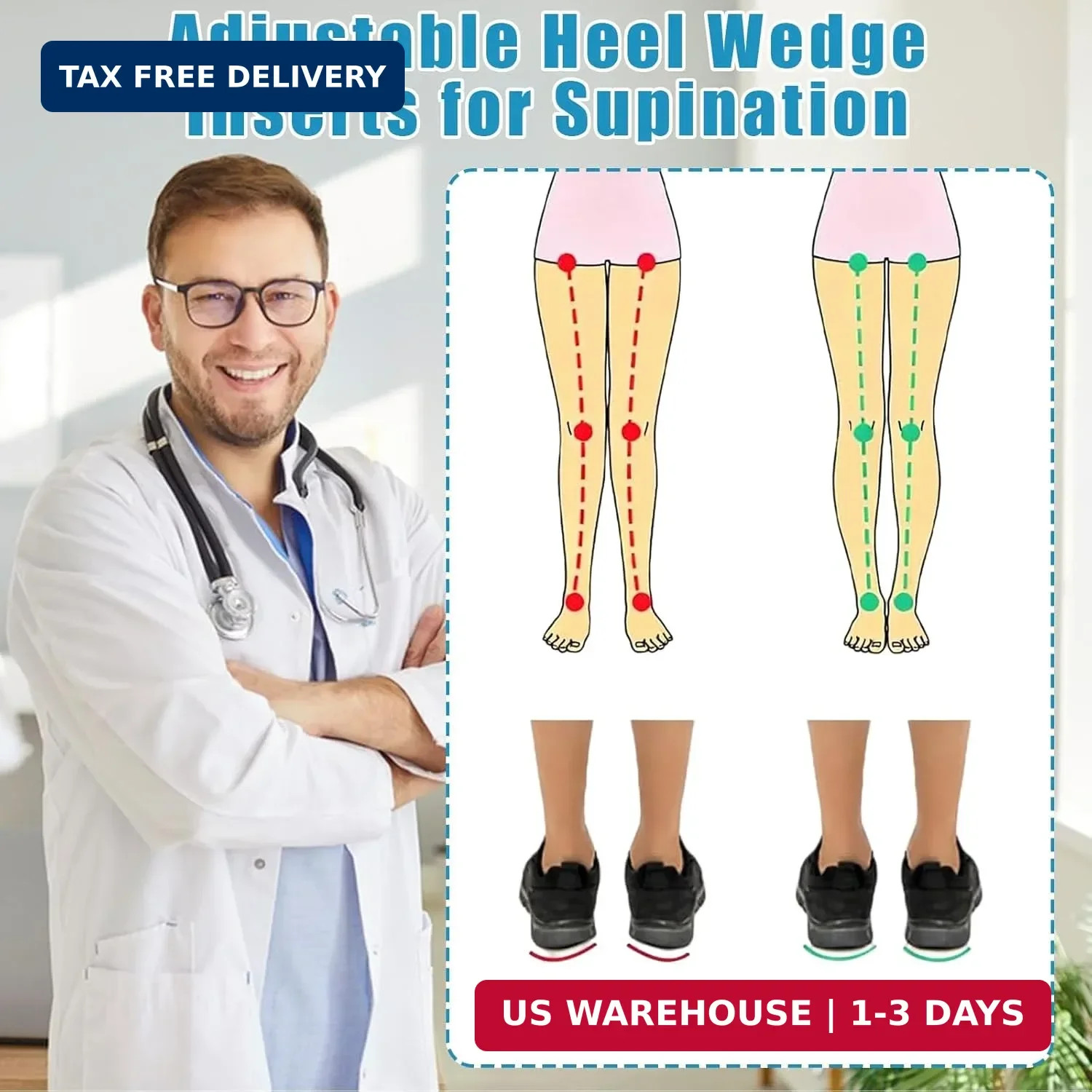 6PCS Adjustable Heel Wedge Inserts for Supination & Overpronation Insoles Correc
