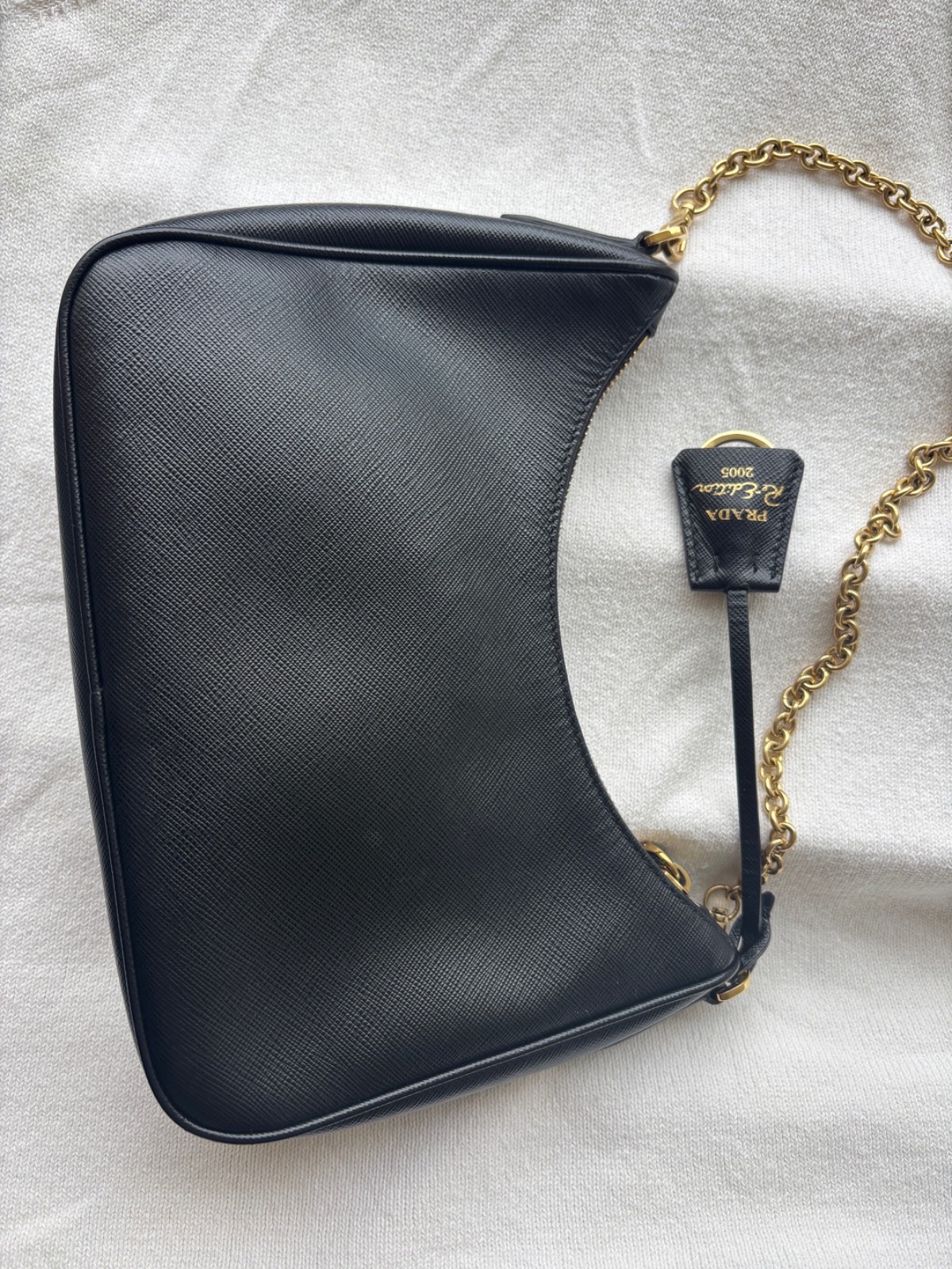 prada re edition 2005 black saffiano leather bag