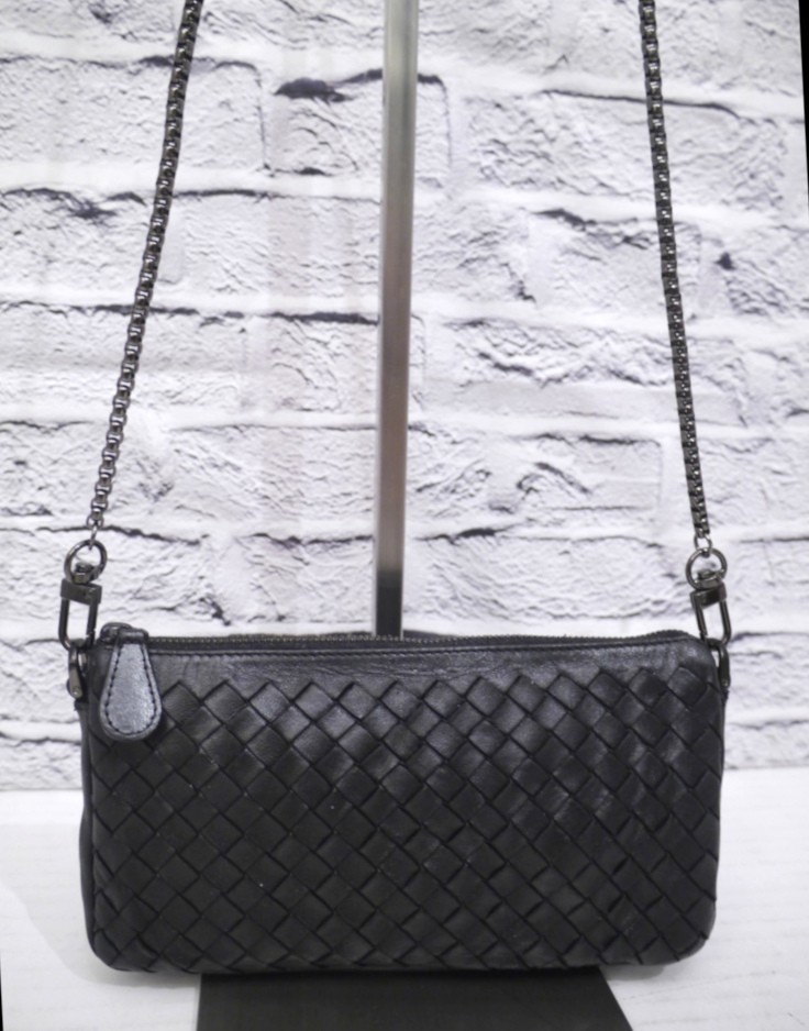 [Authentic] BOTTEGA VENETA Intrecciato Leather Crossbody Mini Shoulder Bag Pouch