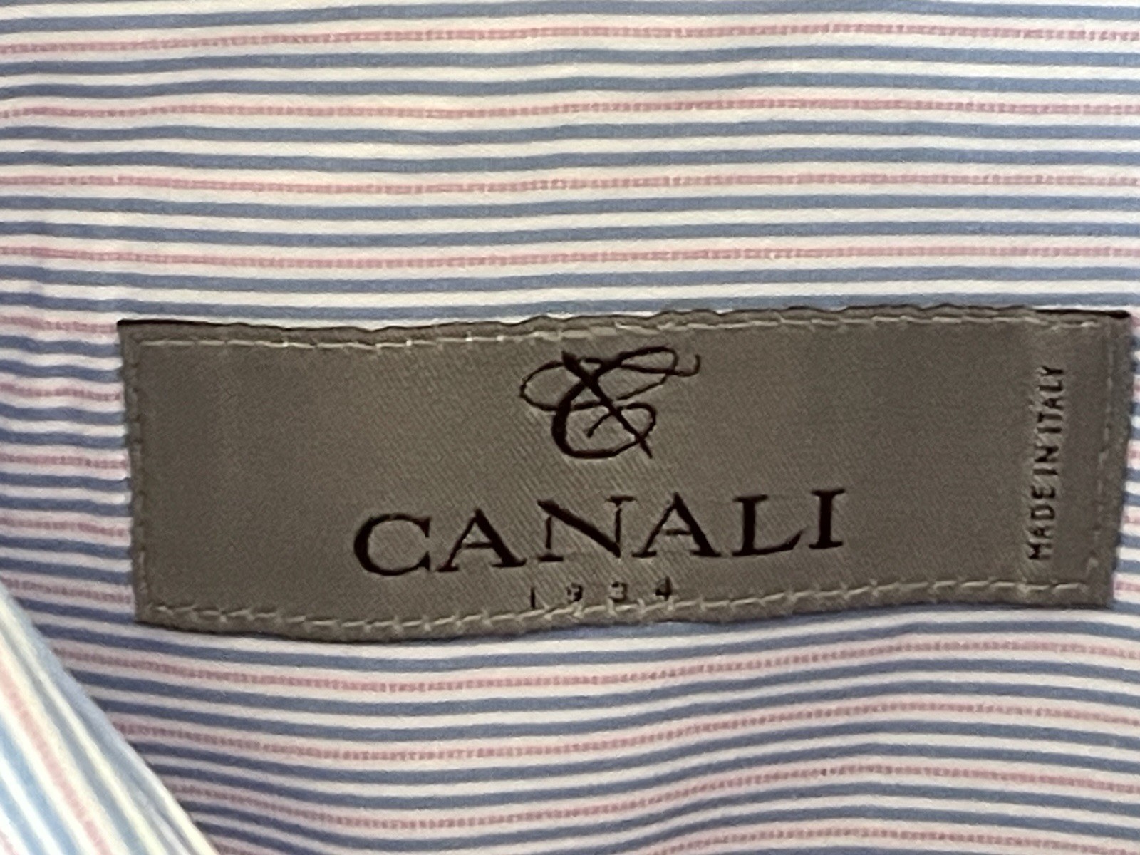 Canali Men’s Size 42X16.5 Blue Bold Stripe Spread Collar Dress Shirt