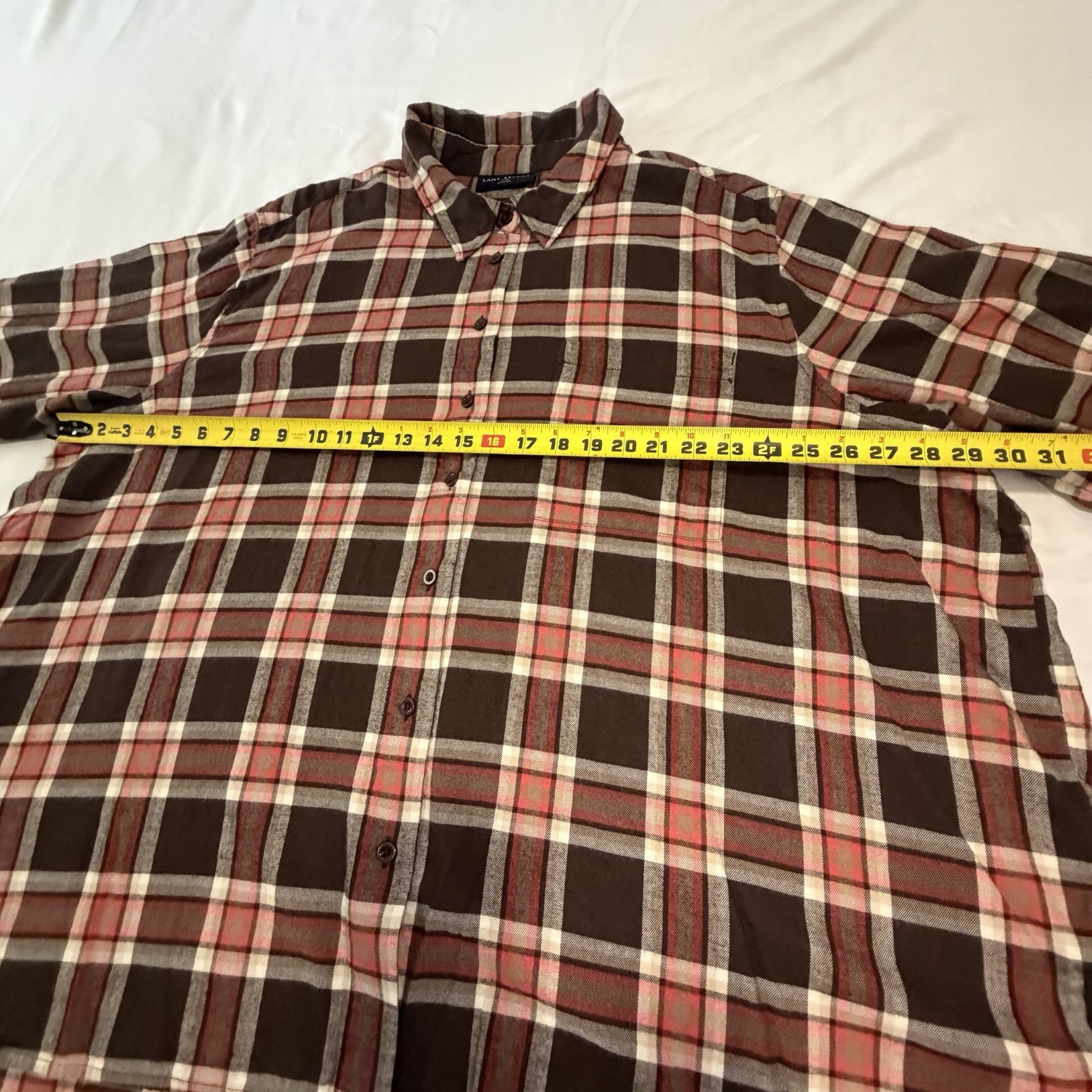 Lane Bryant 26/28 Brown Orange Plaid Tunic Shirt Soft Flannel Feel