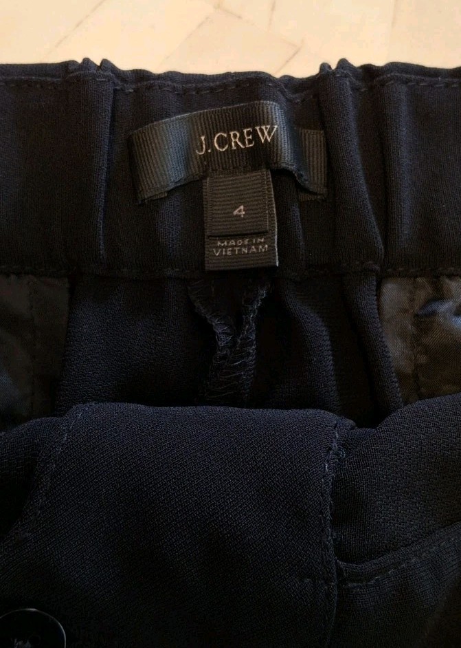 J. Crew Easy Pants Mate Crepe Black Pull On Elastic Waist Career Size 4