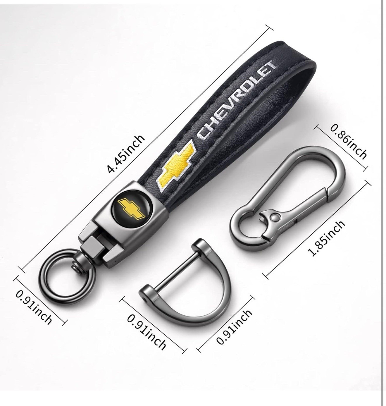Leather Car Keychain Key Chain Chevrolet Bow Tie Yellow Logo Car Keychain NWT