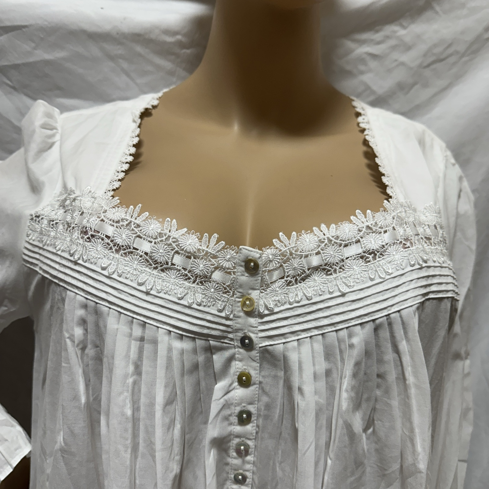 Eileen west nightgown Large Cotton Lawn Ballet With Pockets White