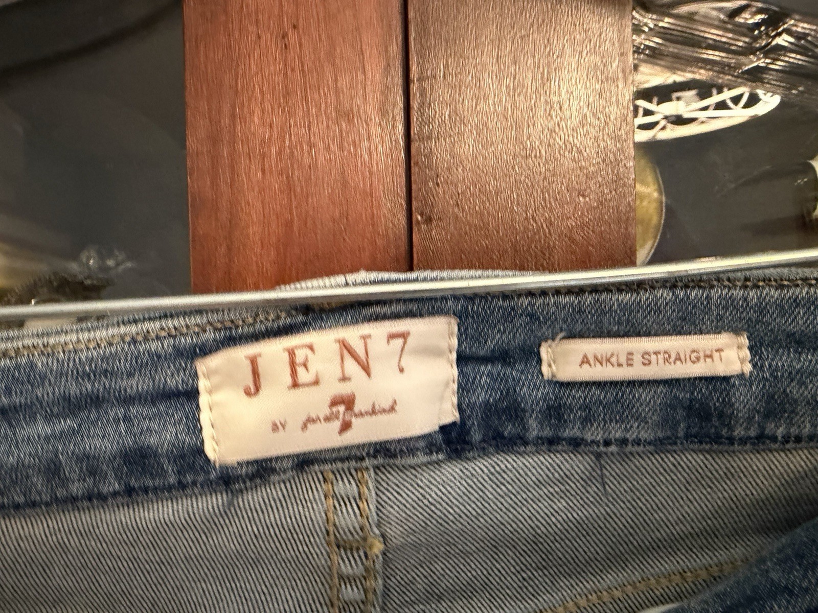 Jen 7 by 7 For All Mankind Ankle Straight Jeans w Reptile Print Trim Sz 14 NWT