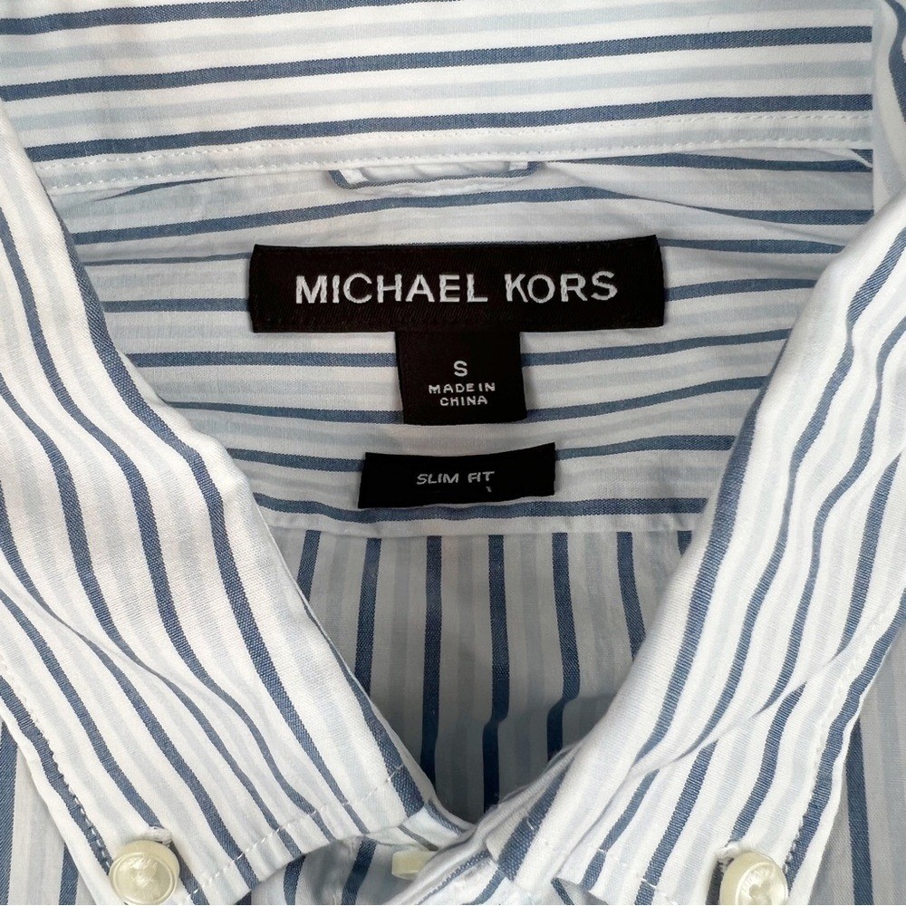 Michael Kors Mens long sleeve striped slim fit button up shirt