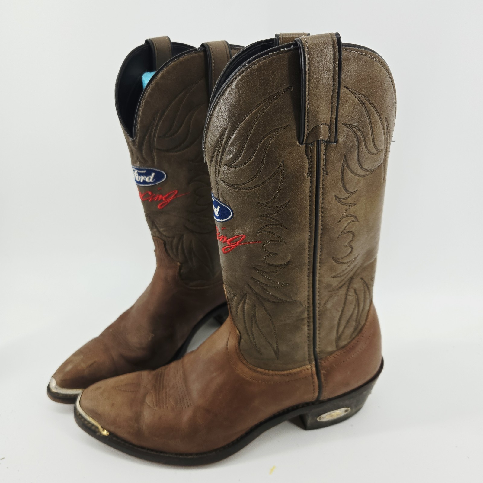 Vintage 90s Laredo Ford Racing embroidered black western cowboy boots men’s 9 EE