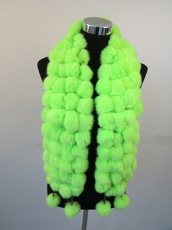 100% real rabbit fur pom poms scarf/ cape/ wrap 7 wonderful color available
