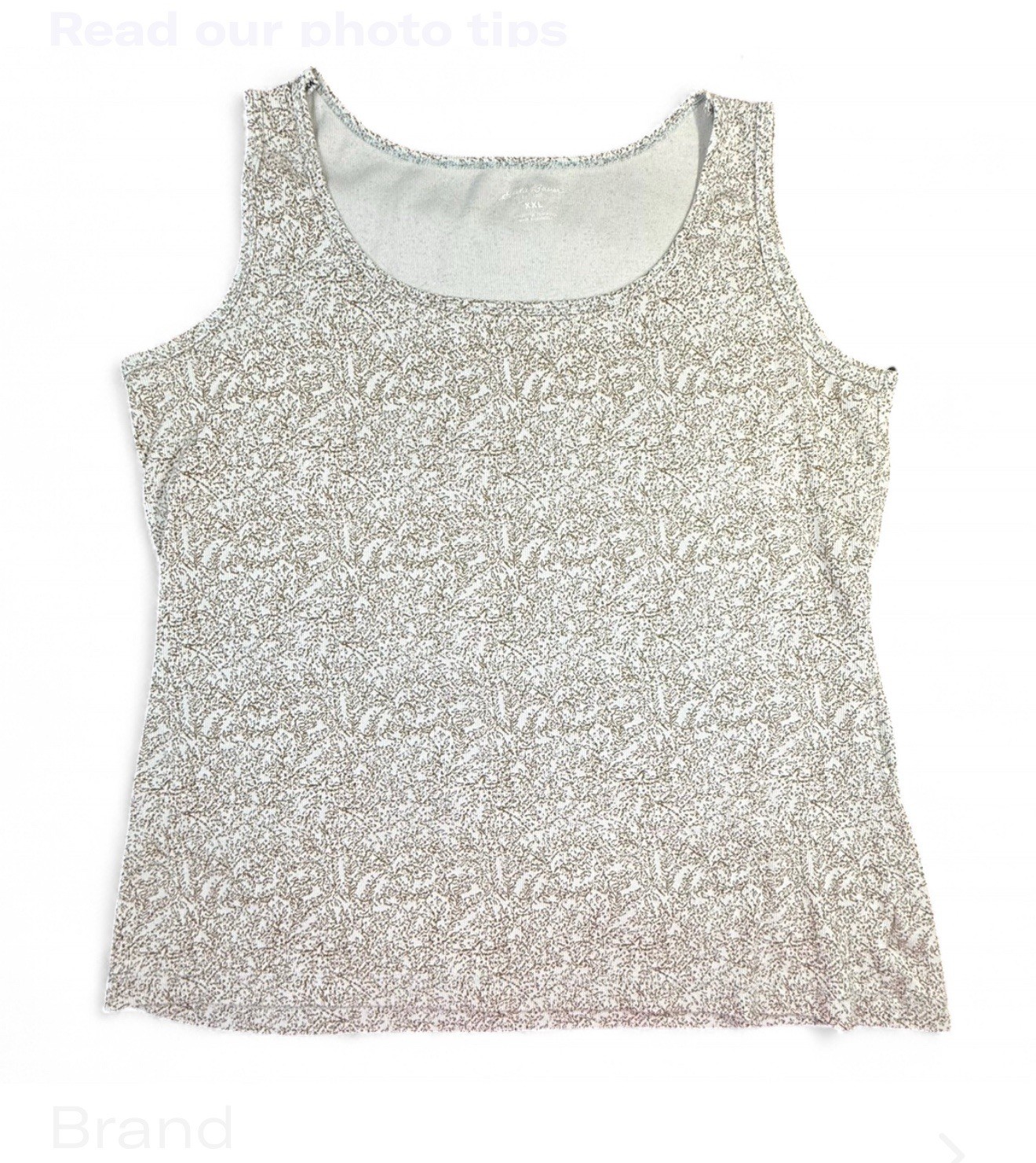 EDDIE BAUER GRAY BROWN PATTERN TANK TOP, SIZE XXL, CHEST 43 IN, LENGTH 25 IN