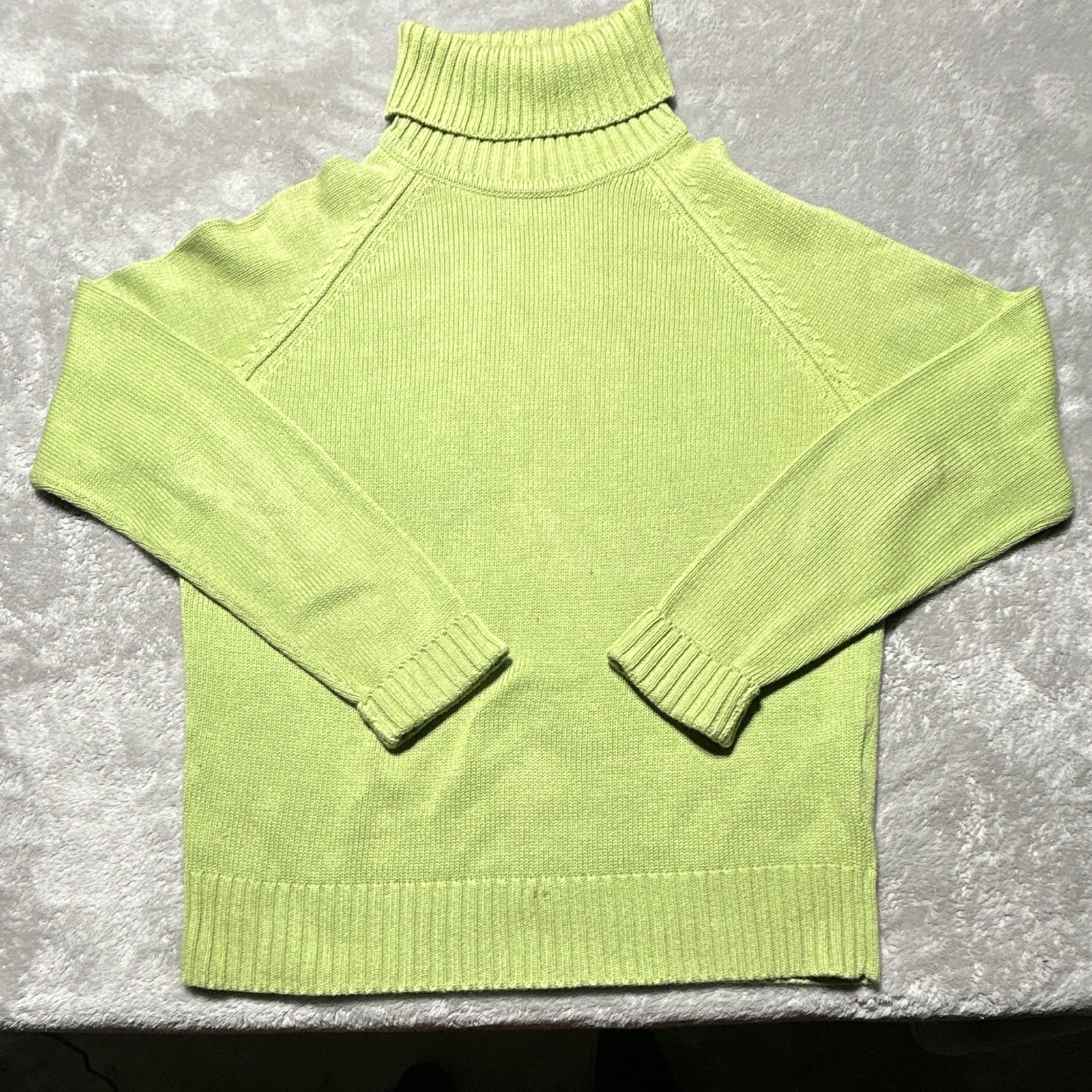 Jeanne Pierre Women’s Green Turtleneck Knit Pullover Sweater Cotton Raglan M