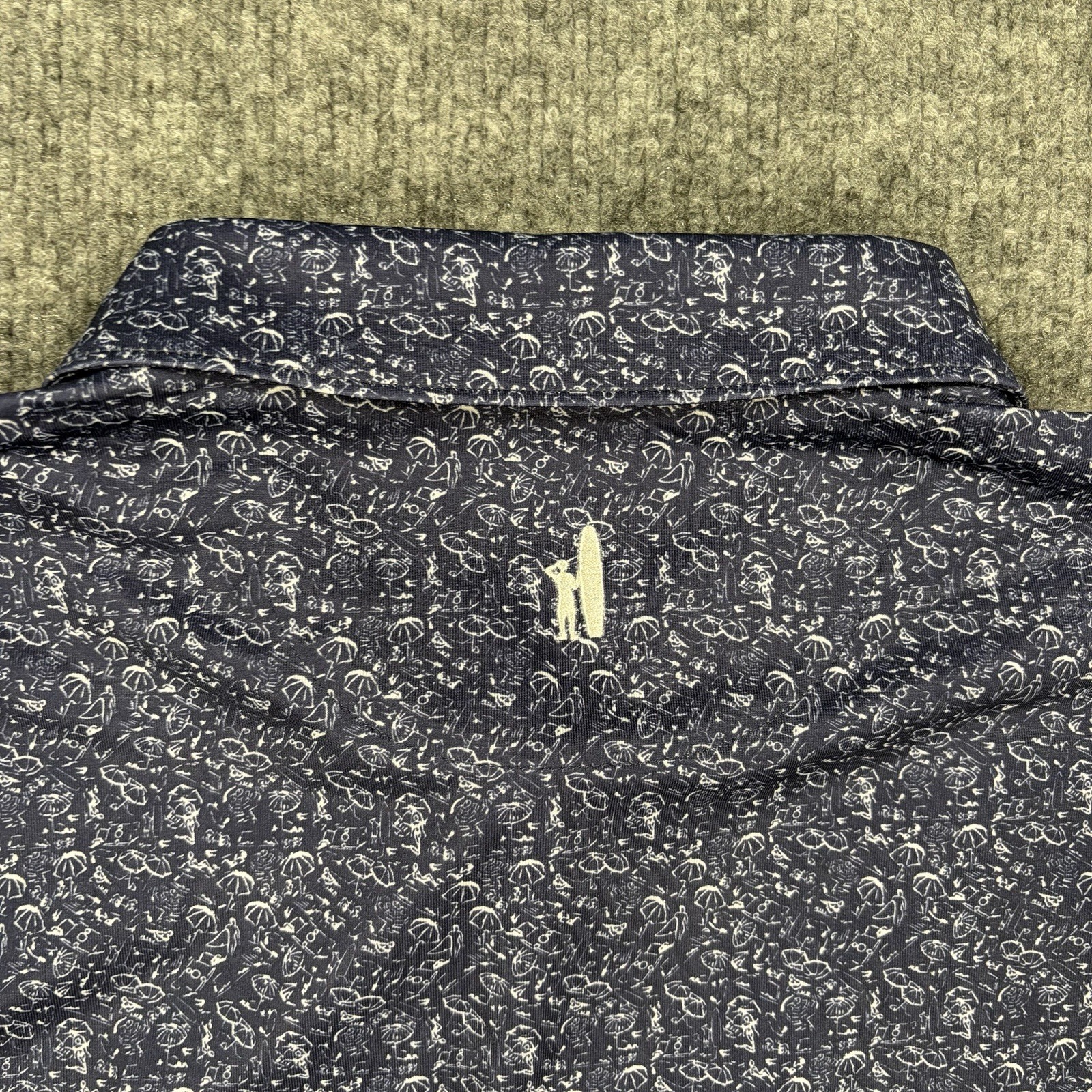 NWT Johnnie-O Performance Polo Mens L Blue Graphic Golf Shirt Stretch Tech