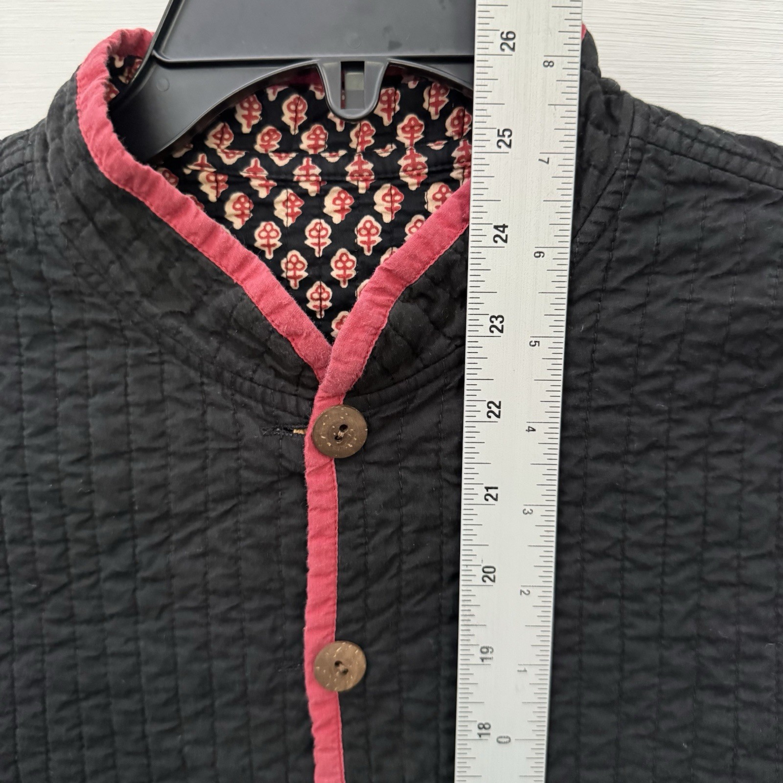 Reversible Quilted Block Print Jacket Womens Small Black Red