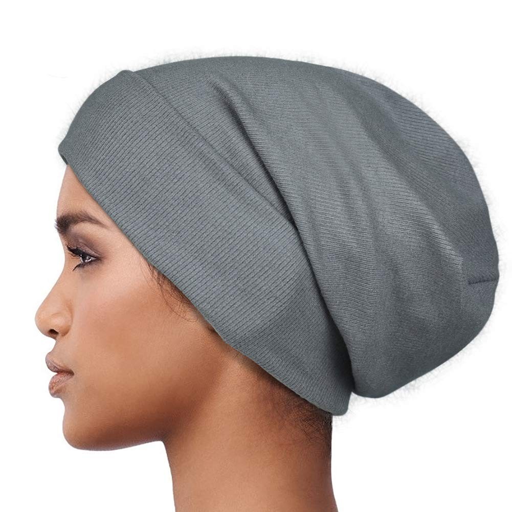 Alnorm Satin Lined Winter Hats for Women Natural Hair Girl One Size, Gray