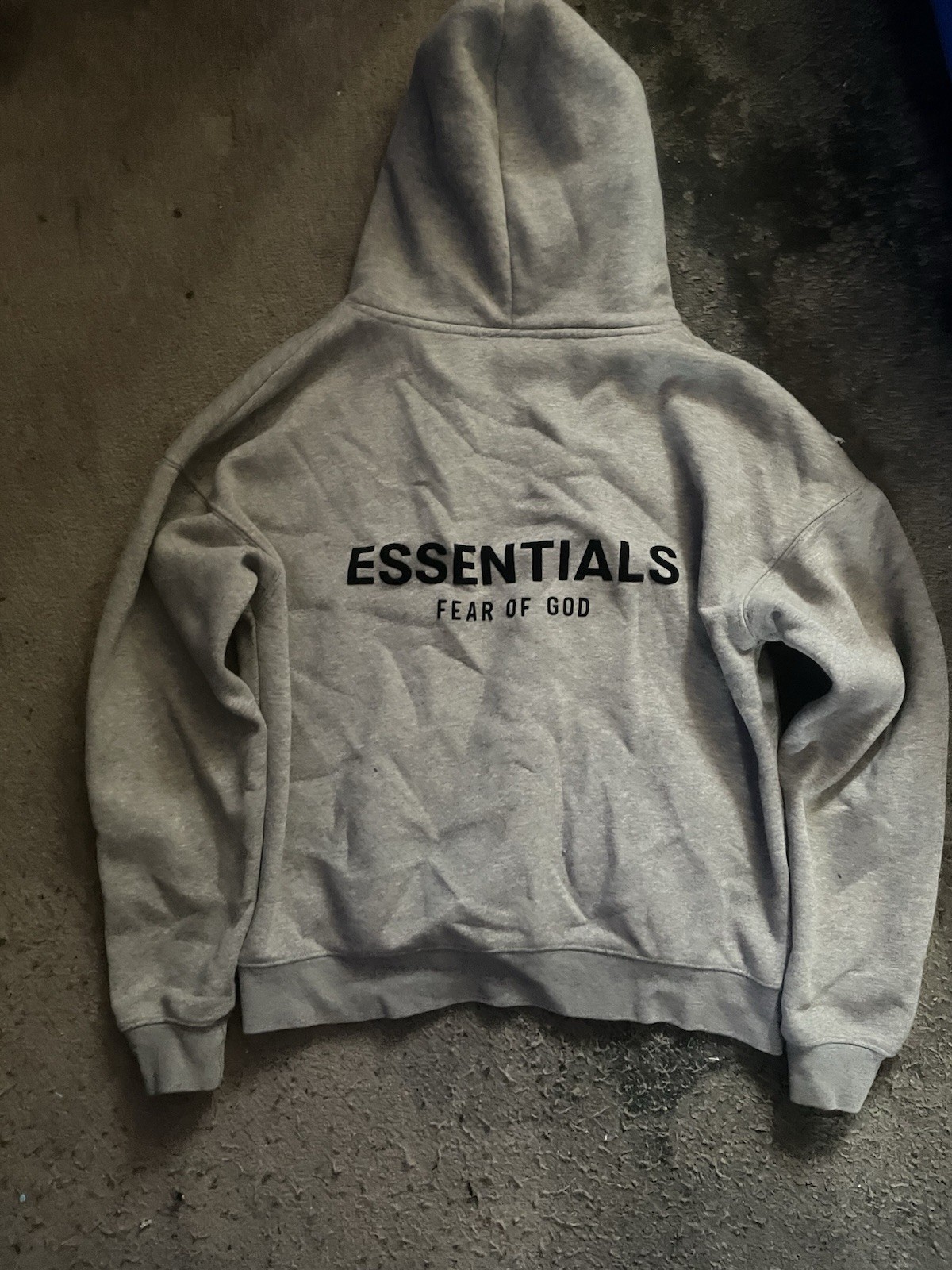 Essentials Fear of God Gray Pullover Hoodie Logo Kangaroo Pocket Size S