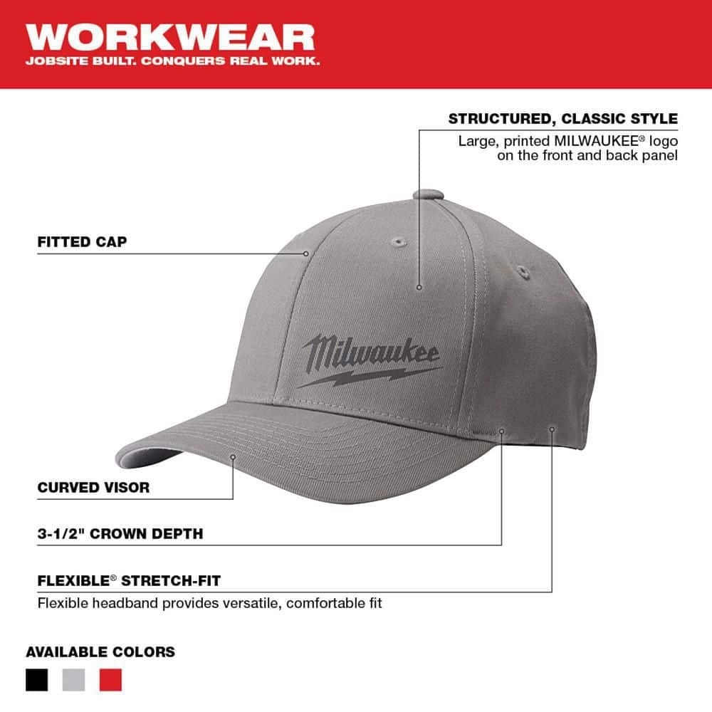 Milwaukee Small/Medium Gray Fitted Hat