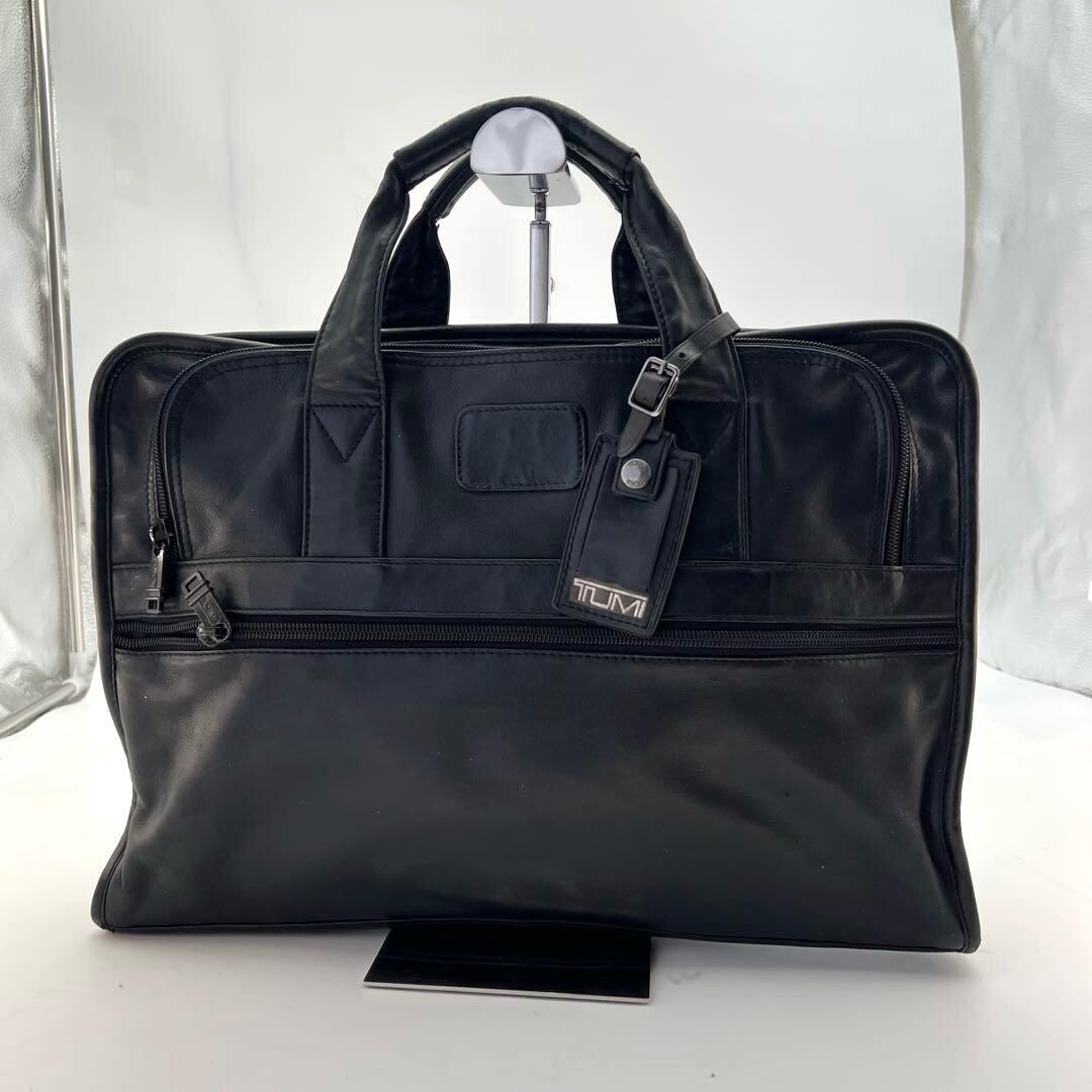 Tumi 907D3 Genuine Leather Briefcase Black A4 Business Bag Zipper Men 39cm