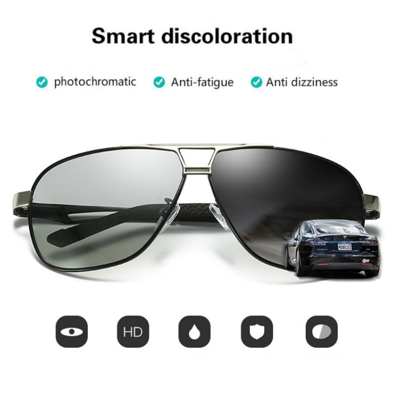 HD Polarized Photochromic Sunglasses Men Chameleon Driving Sport Glasses Eyewear