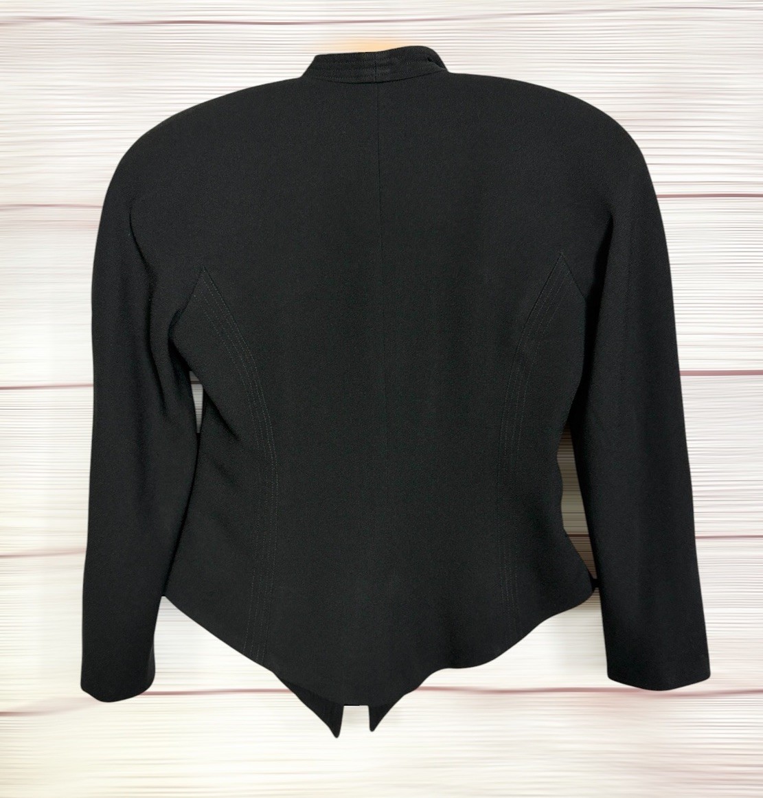 Vintage Alberto Makali Black Sculptural Blazer Asymmetric Collar Fitted USA US 2
