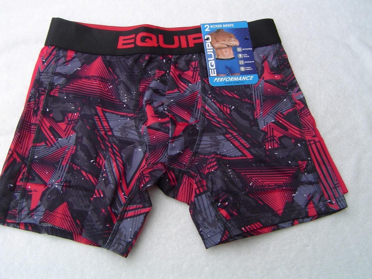 NEW MENS 2 PACK EQUIPO BOXER BRIEFS BLACK/RED AND RED SIZE MEDIUM 32-34