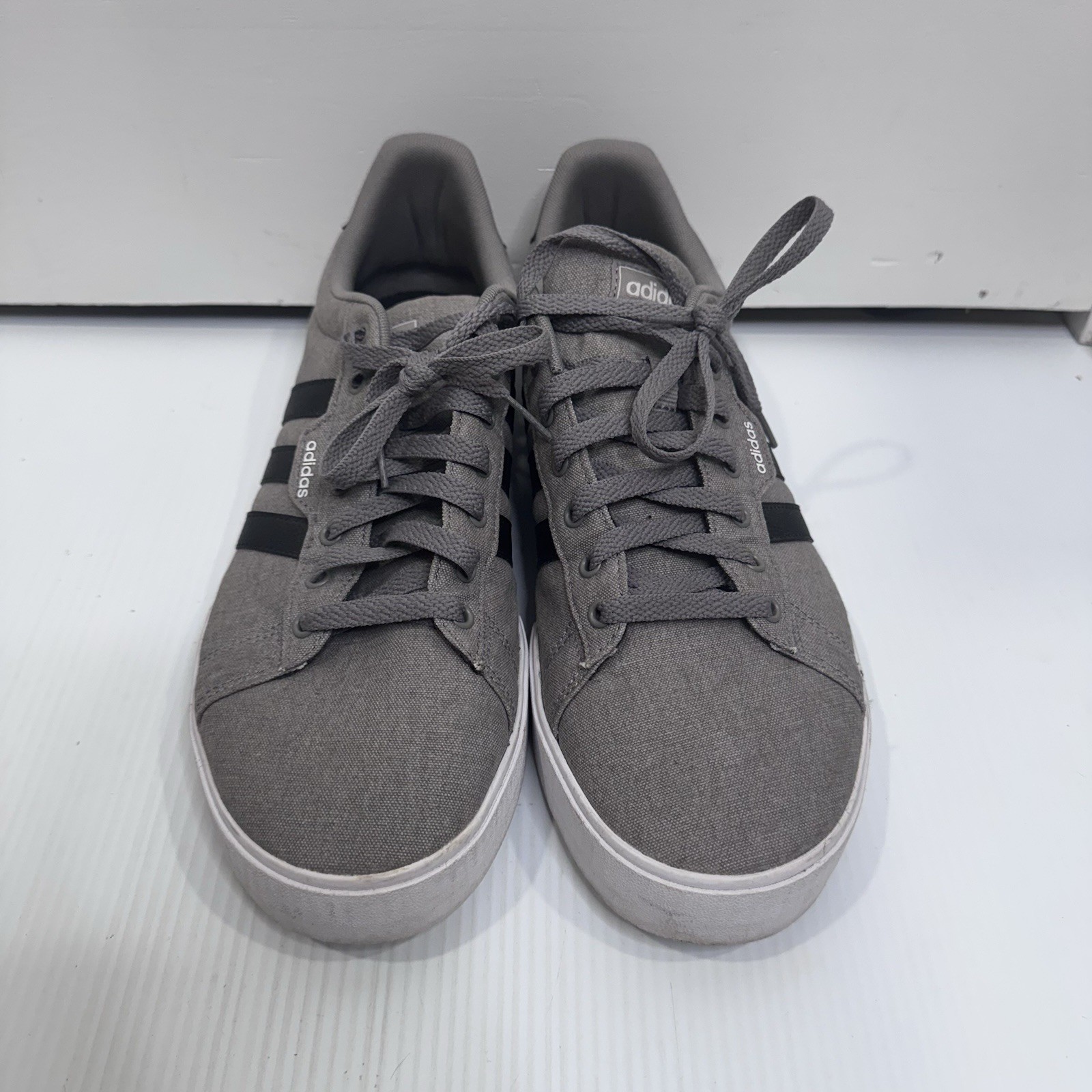 Adidas Daily 3.0 Mens Size 12 Gray Canvas Sneakers Black Stripe Casual Shoes