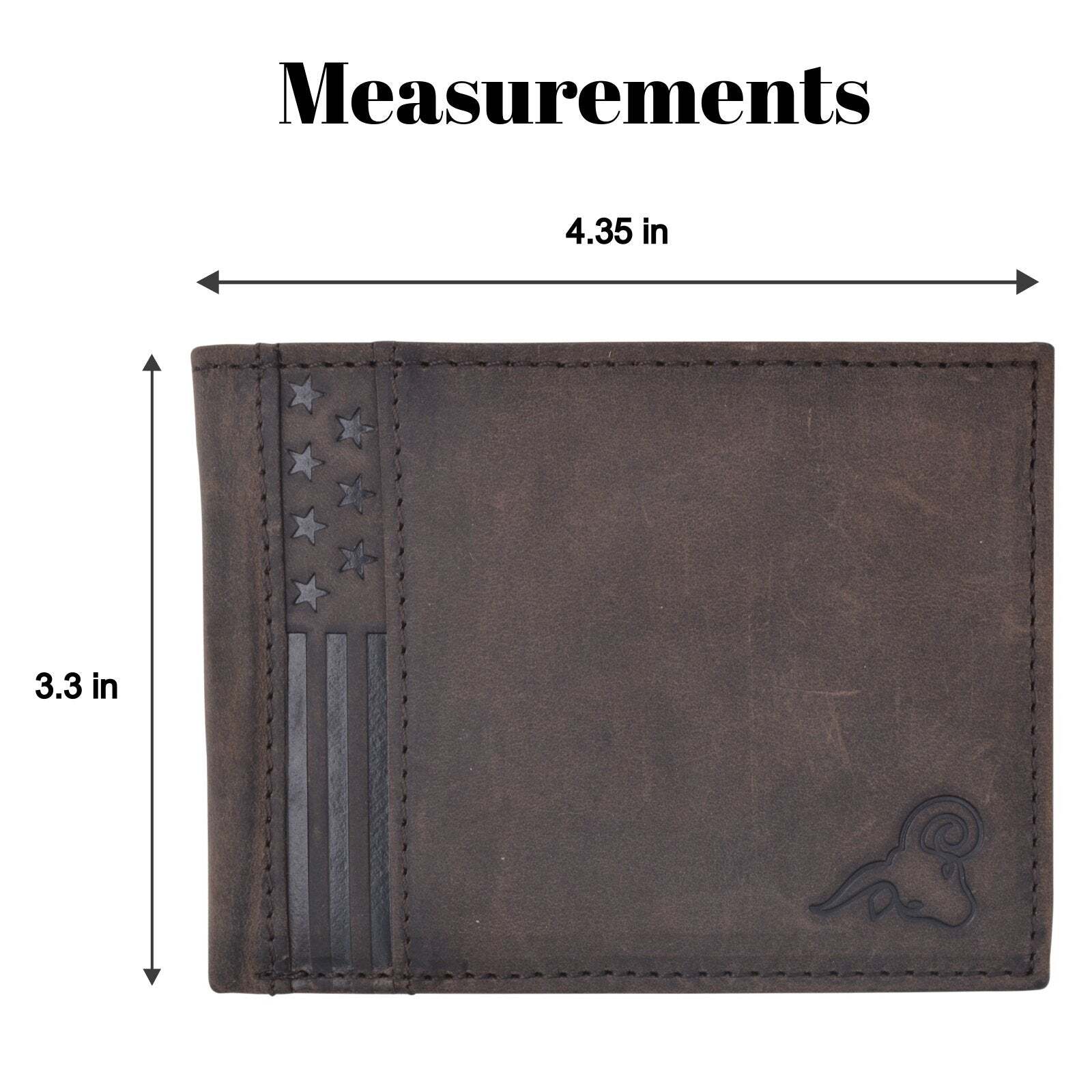 RFID Blocking Genuine Leather Bifold Wallet USA Stars & Stripes Design CAZORO