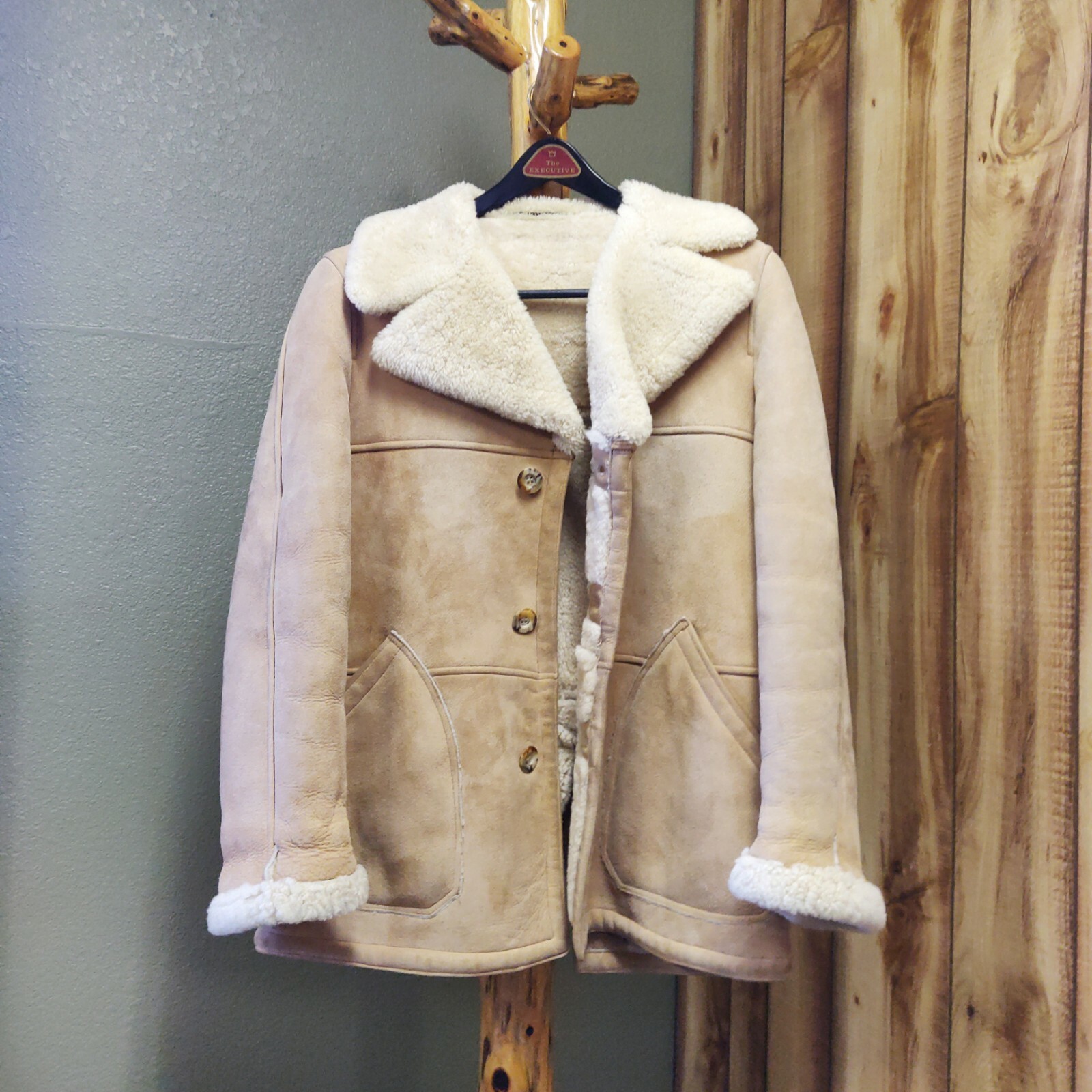 Vintage Shearling Leather Coat by Arthur Norgaard of Birch Creek Custom Made (M)