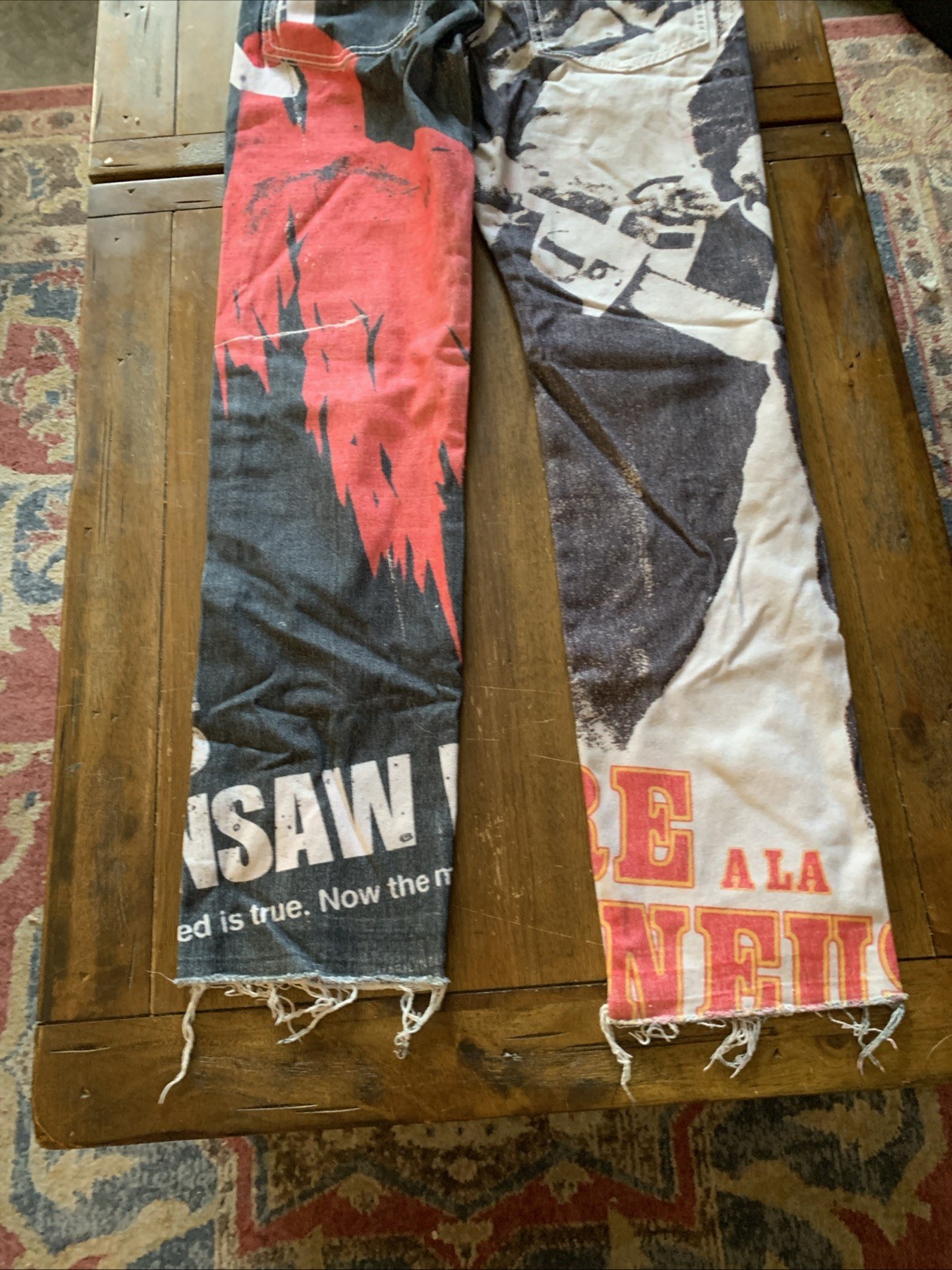 MNML Mens Straight Leg- split-design with a “Texas Chainsaw Massacre” print