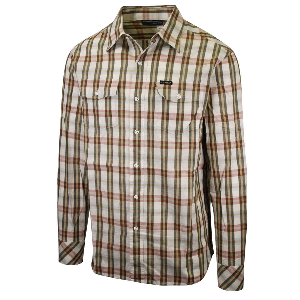 Rocawear Men’s Vanilla Second To None Plaid L/S Woven Shirt (Size M)