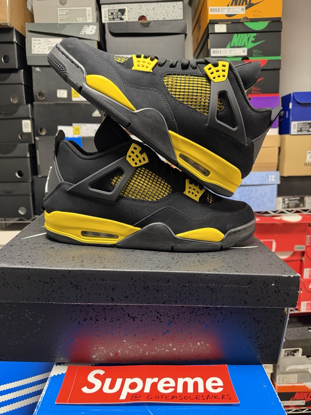 Nike Air Jordan 4 RETRO DH6927 017 BLACK YELLOW WHITE MENS Size 13 BRAND NEW