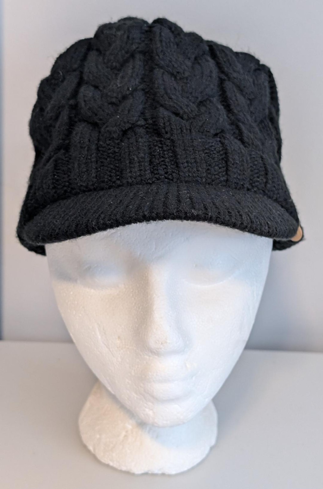 Adidas Black Climawarm Cable Knit Cadet Hat Cap One Size Fits Most Fleece Lined