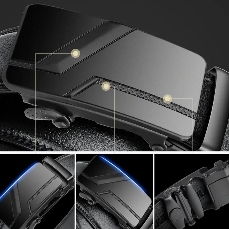 Microfiber Leather Mens Ratchet Belt Belts For Men Adjustable Automatic Buckle