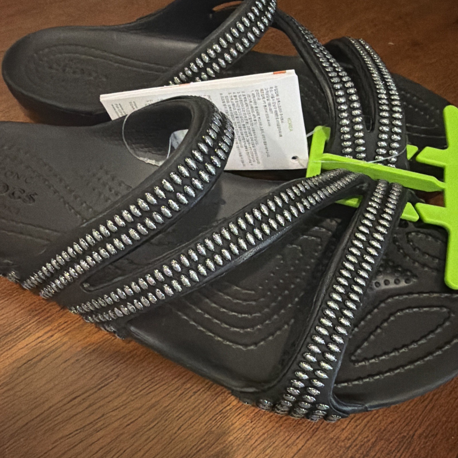 CROCS Kadee II Black JEWELS Strappy Sandal Flip Flops Sparkle NWT Women Sz 10