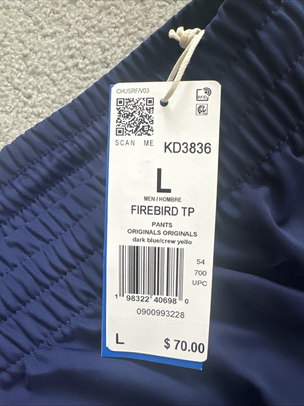 ADIDAS Original Firebird Track Pants Mens Large KD3836 Blue Red Yel Zip Pockets