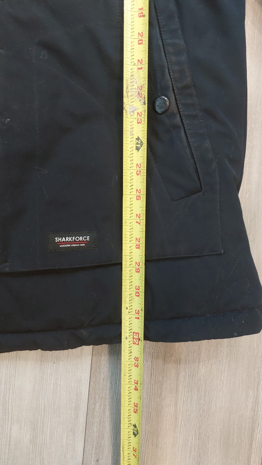 Shark Force Men’s Black Hooded Down Parka Coat w/ Fur Trim, Size L