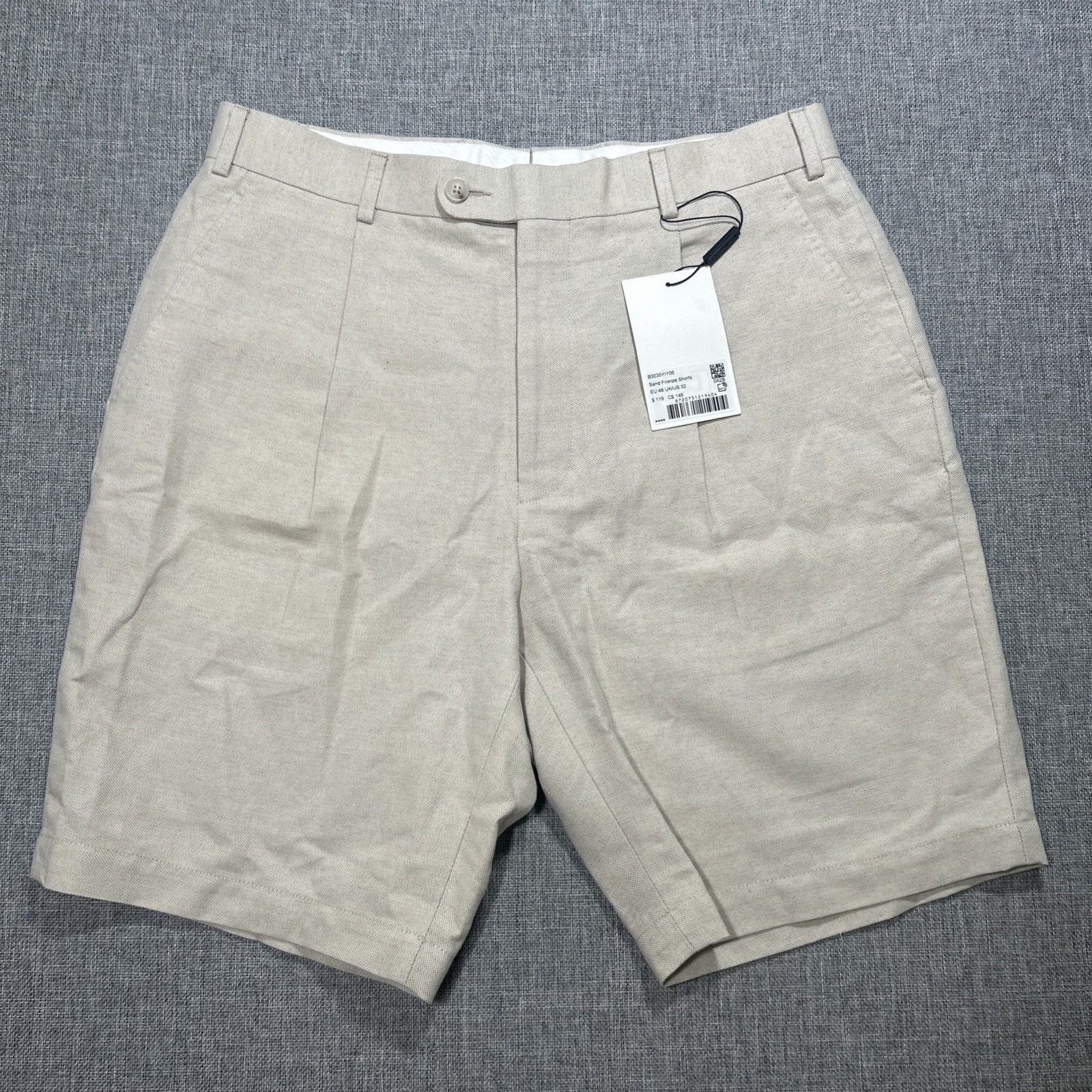 SUITSUPPLY Straight Leg Shorts Cotton Linen B3030 SAND FIRENZE Size 32 US 48 EU
